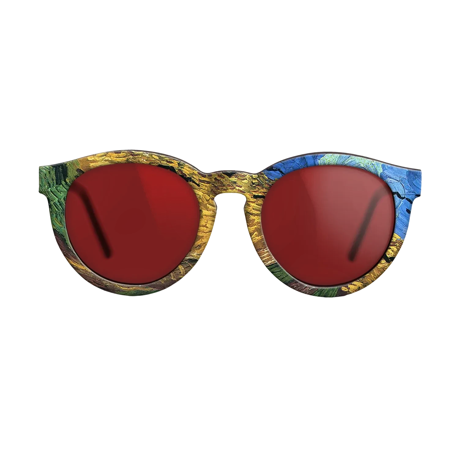 Oil Painting on Straight Grain Walnut: Rococo - Wheatfield with Crows Vincent van Gogh - The Rebel - Round - 1746 - SIRIS wood optic