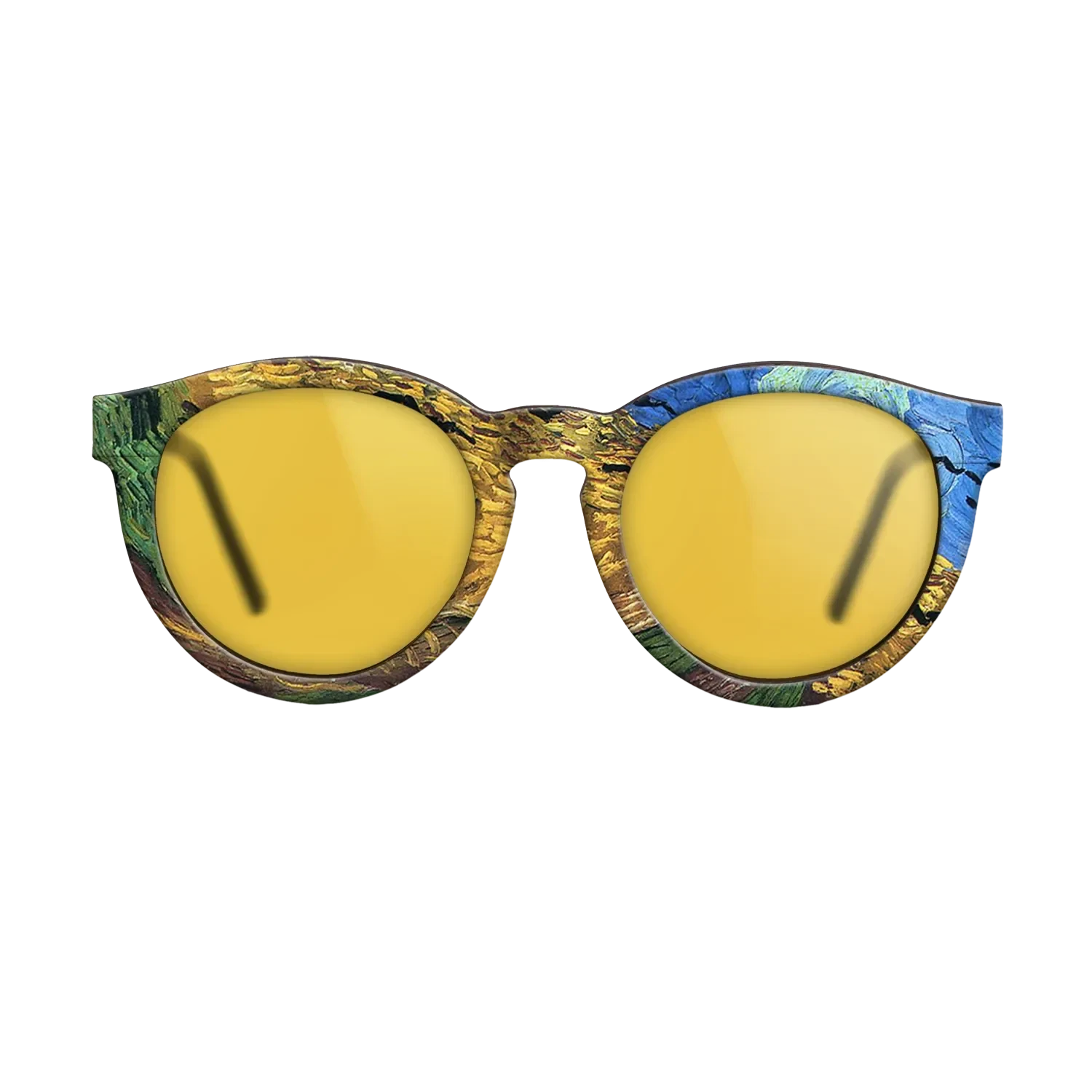 Oil Painting on Straight Grain Walnut: Rococo - Wheatfield with Crows Vincent van Gogh - The Rebel - Round - 1746 - SIRIS wood optic