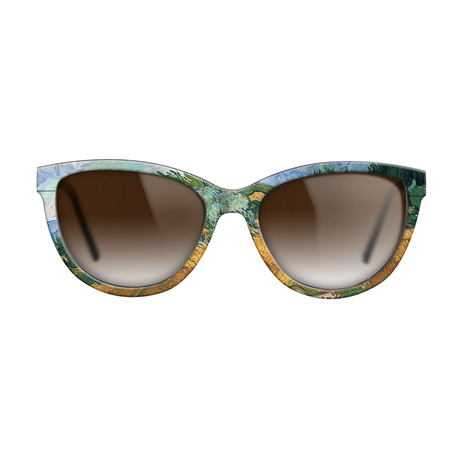 Oil Painting on Straight Grain Walnut: Rococo - Wheatfield with cypress tree, 1889 - Vincent van Gogh - The Maiden - Cat - 1987 - SIRIS wood optic