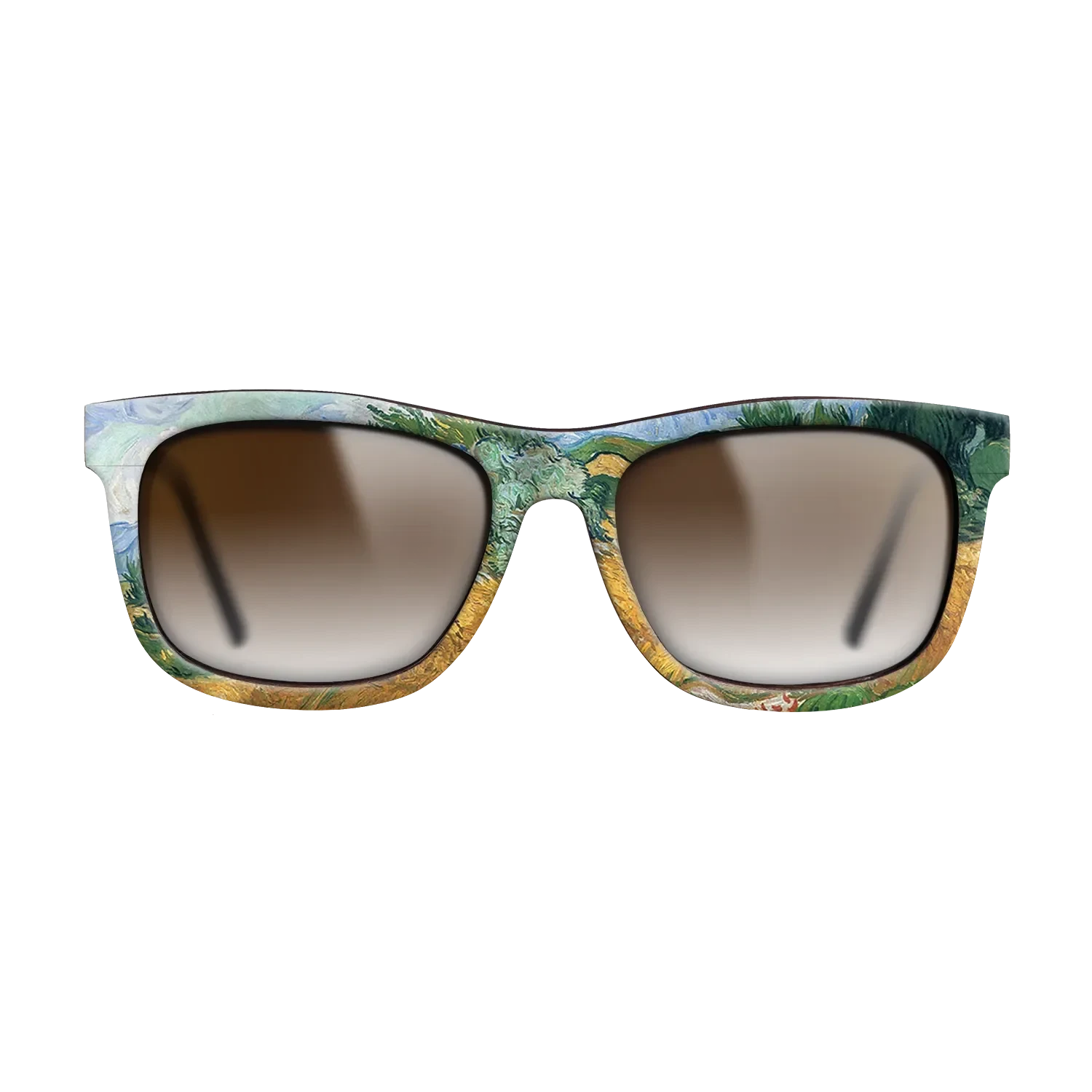 Oil Painting on Straight Grain Walnut: Rococo - Wheatfield with cypress tree, 1889 - Vincent van Gogh - The Hero - Square - 1987 - SIRIS wood optic