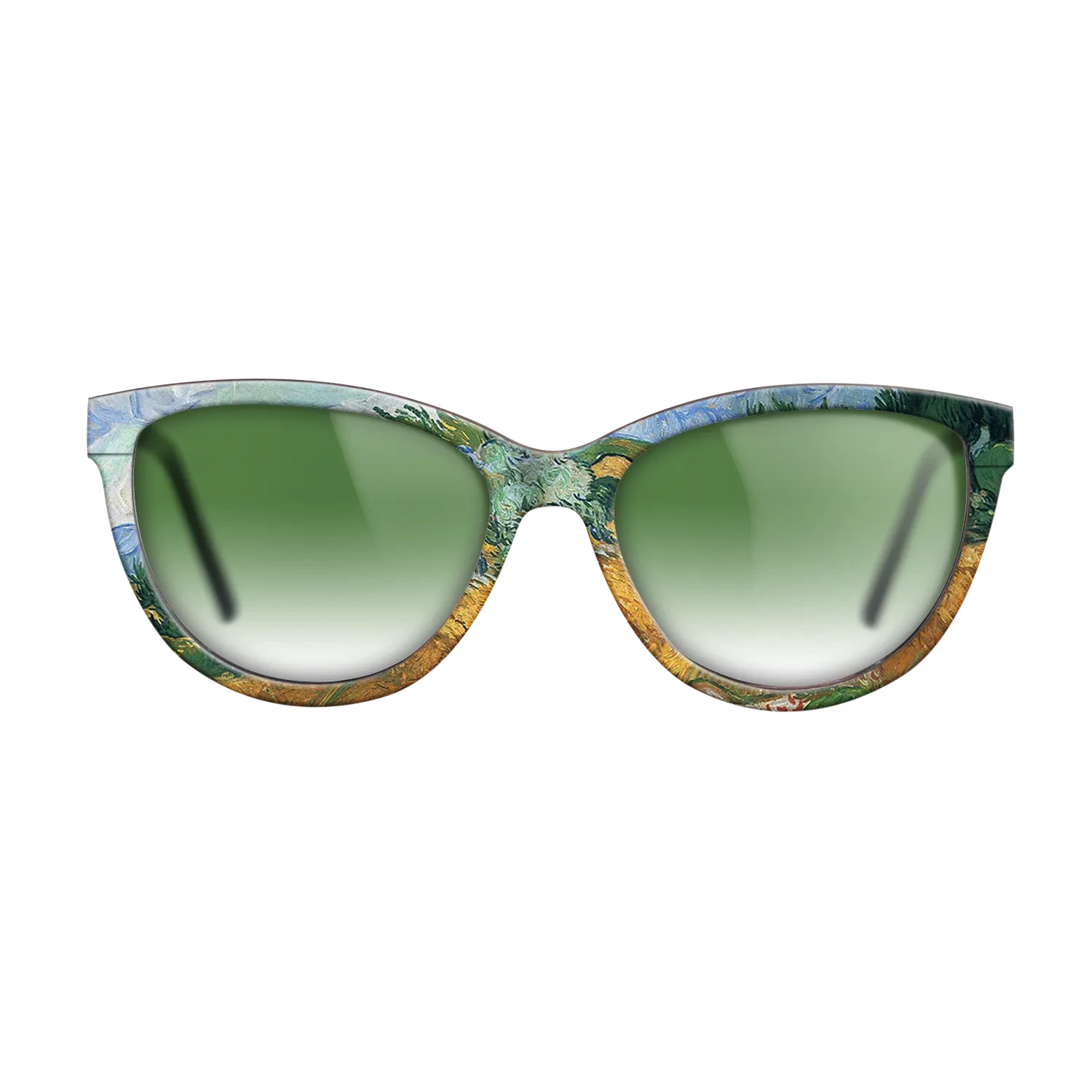 Oil Painting on Straight Grain Walnut: Rococo - Wheatfield with cypress tree, 1889 - Vincent van Gogh - The Maiden - Cat - 1987 - SIRIS wood optic