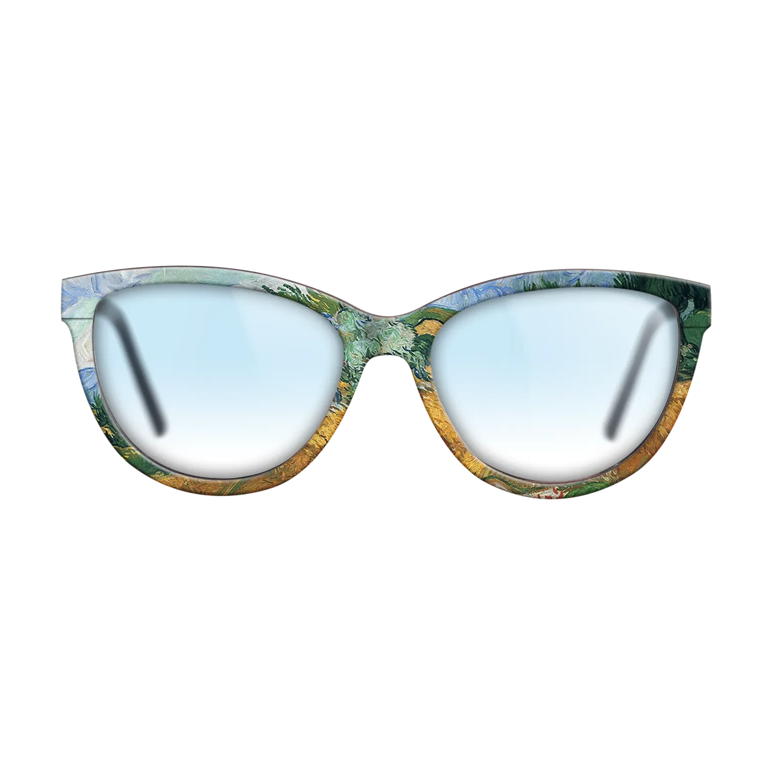 Oil Painting on Straight Grain Walnut: Rococo - Wheatfield with cypress tree, 1889 - Vincent van Gogh - The Maiden - Cat - 1987 - SIRIS wood optic