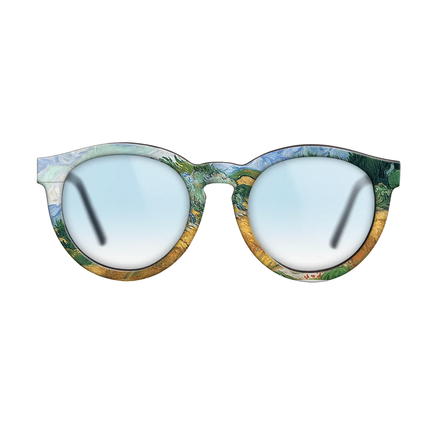 Oil Painting on Straight Grain Walnut: Rococo - Wheatfield with cypress tree, 1889 - Vincent van Gogh - The Rebel - Round - 1987 - SIRIS wood optic