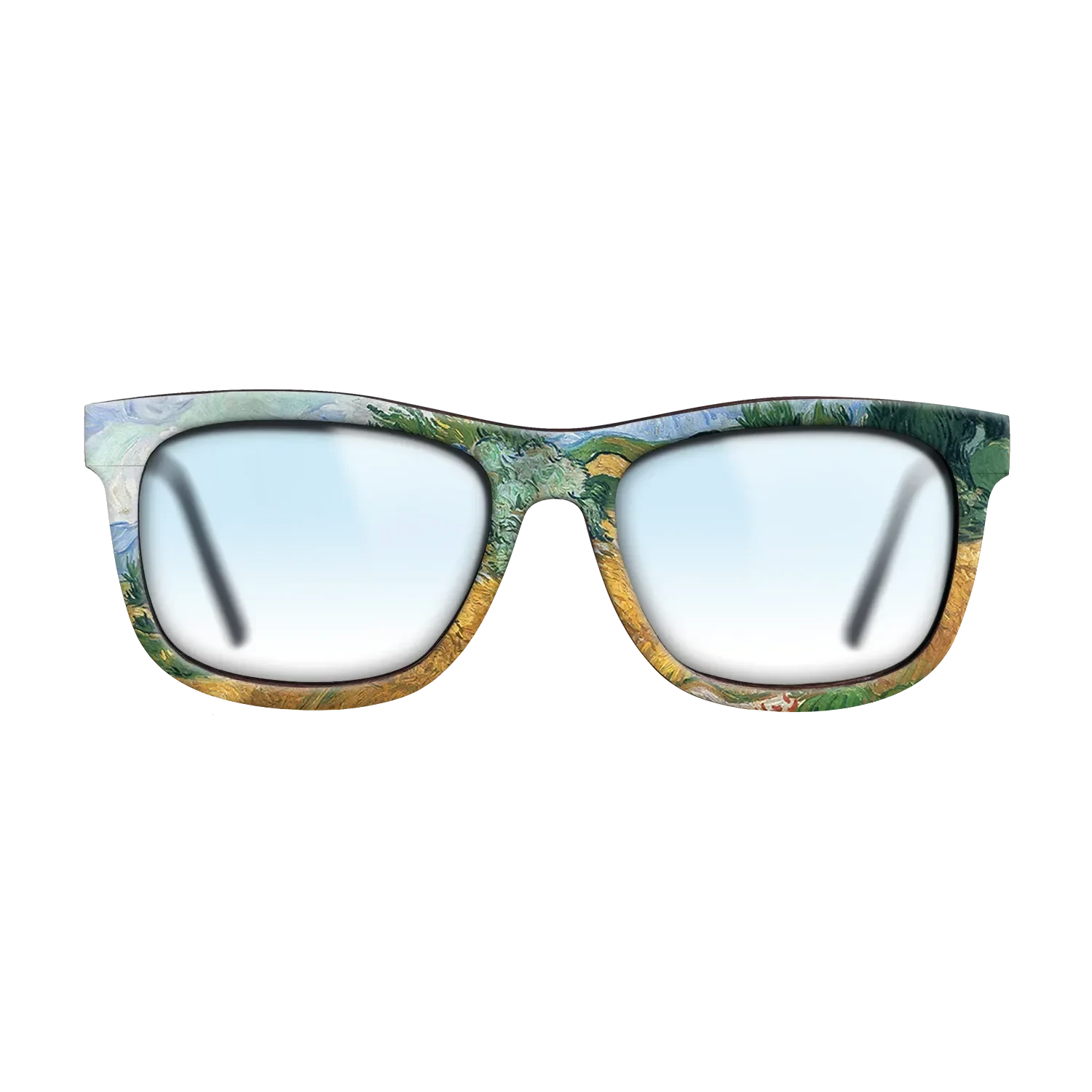 Oil Painting on Straight Grain Walnut: Rococo - Wheatfield with cypress tree, 1889 - Vincent van Gogh - The Hero - Square - 1987 - SIRIS wood optic