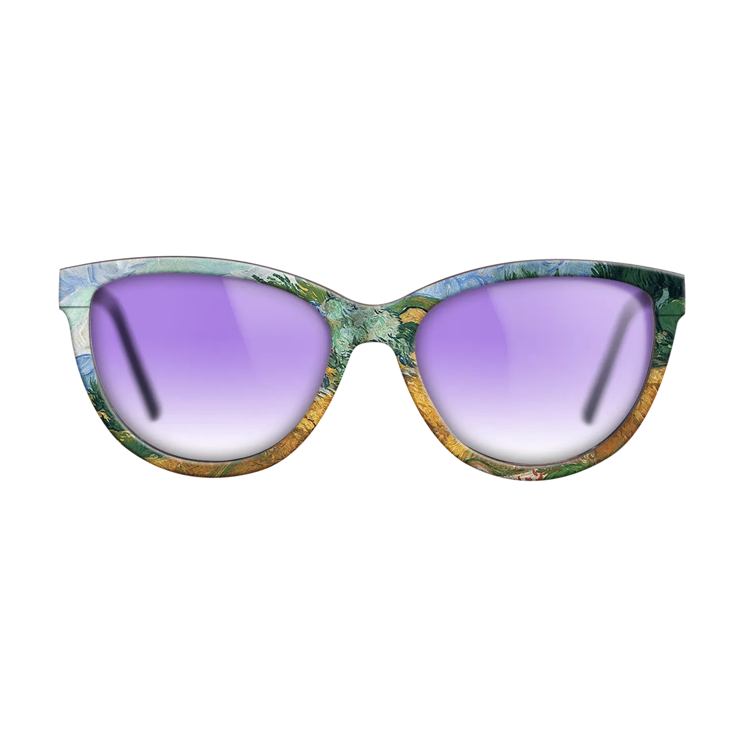 Oil Painting on Straight Grain Walnut: Rococo - Wheatfield with cypress tree, 1889 - Vincent van Gogh - The Maiden - Cat - 1987 - SIRIS wood optic