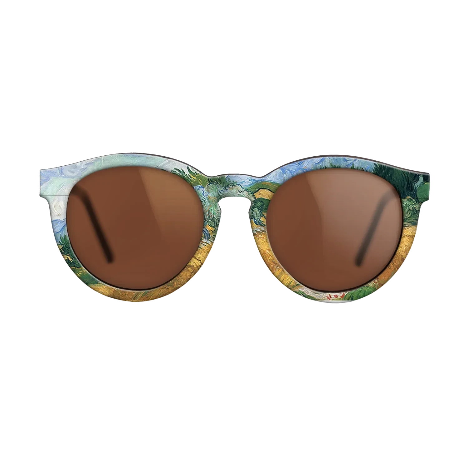 Oil Painting on Straight Grain Walnut: Rococo - Wheatfield with cypress tree, 1889 - Vincent van Gogh - The Rebel - Round - 1987 - SIRIS wood optic