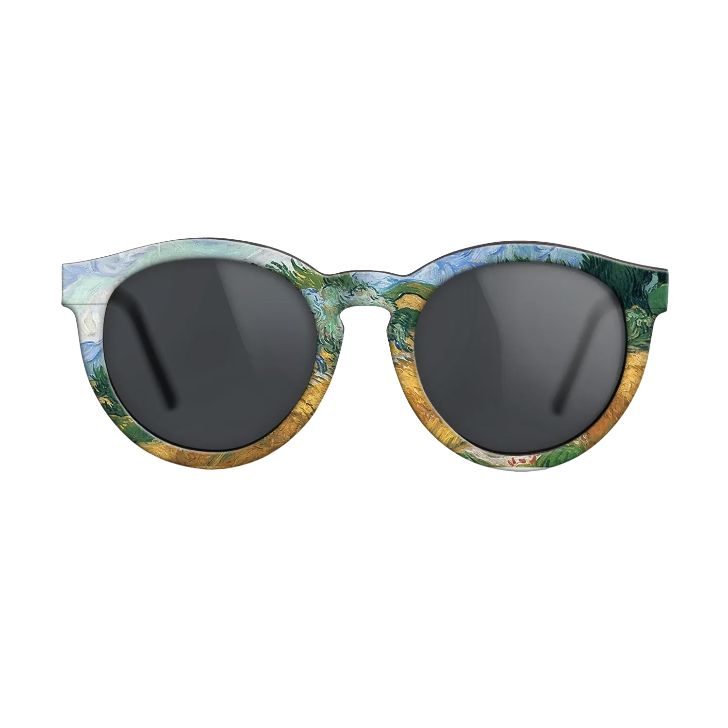 Oil Painting on Straight Grain Walnut: Rococo - Wheatfield with cypress tree, 1889 - Vincent van Gogh - The Rebel - Round - 1987 - SIRIS wood optic