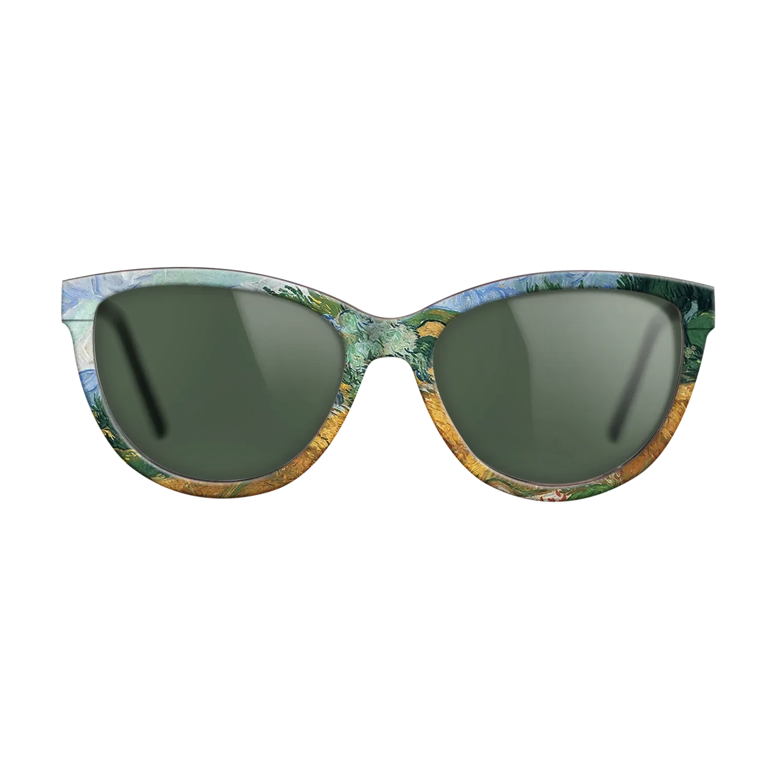 Oil Painting on Straight Grain Walnut: Rococo - Wheatfield with cypress tree, 1889 - Vincent van Gogh - The Maiden - Cat - 1987 - SIRIS wood optic