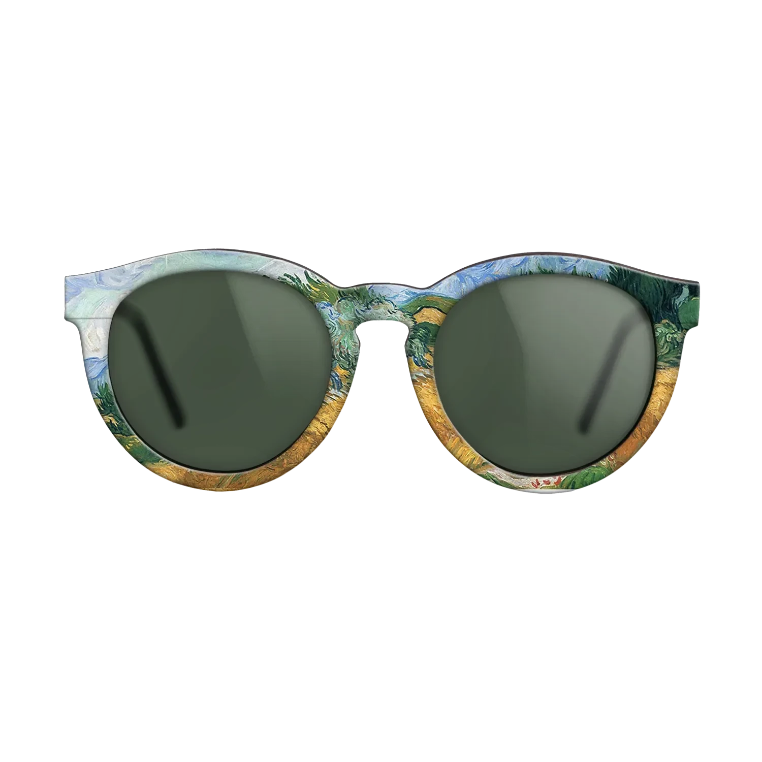 Oil Painting on Straight Grain Walnut: Rococo - Wheatfield with cypress tree, 1889 - Vincent van Gogh - The Rebel - Round - 1987 - SIRIS wood optic