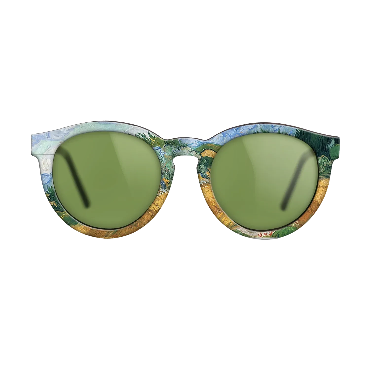 Oil Painting on Straight Grain Walnut: Rococo - Wheatfield with cypress tree, 1889 - Vincent van Gogh - The Rebel - Round - 1987 - SIRIS wood optic