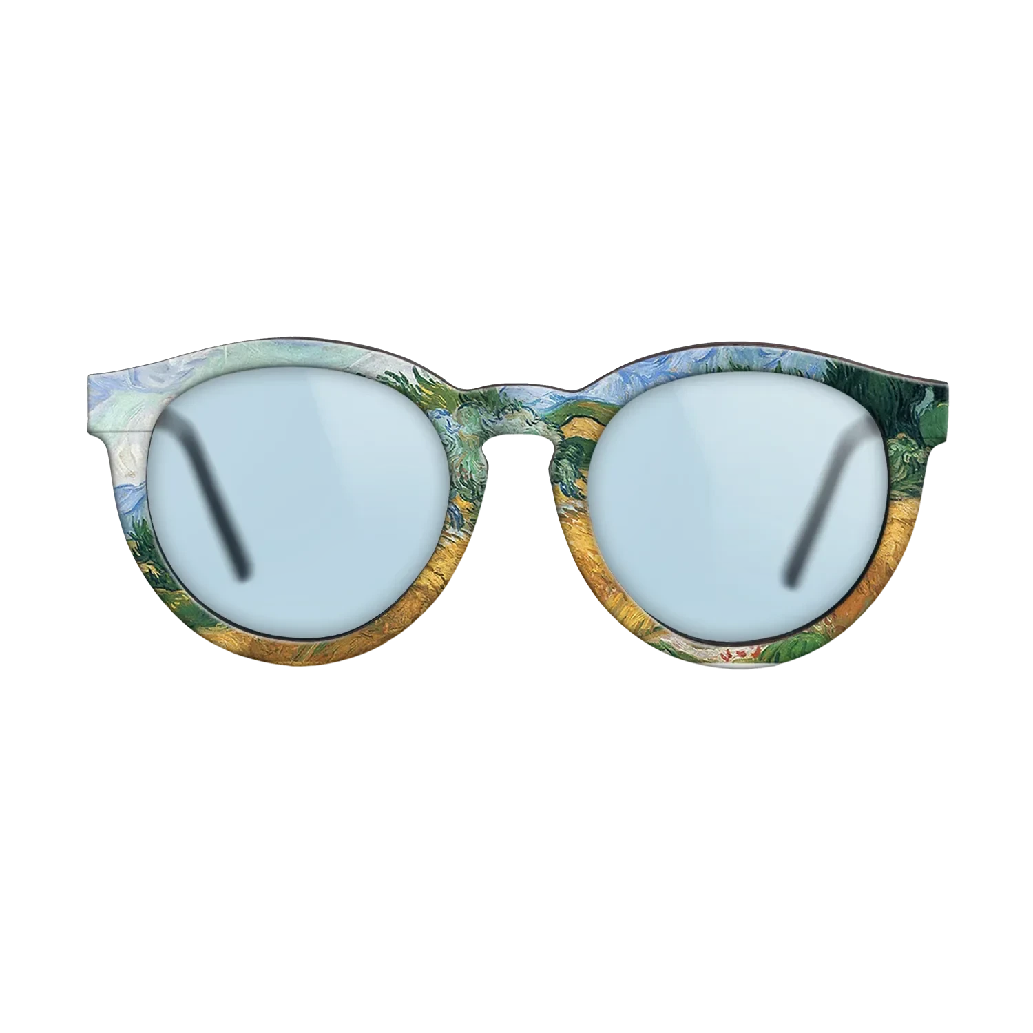 Oil Painting on Straight Grain Walnut: Rococo - Wheatfield with cypress tree, 1889 - Vincent van Gogh - The Rebel - Round - 1987 - SIRIS wood optic