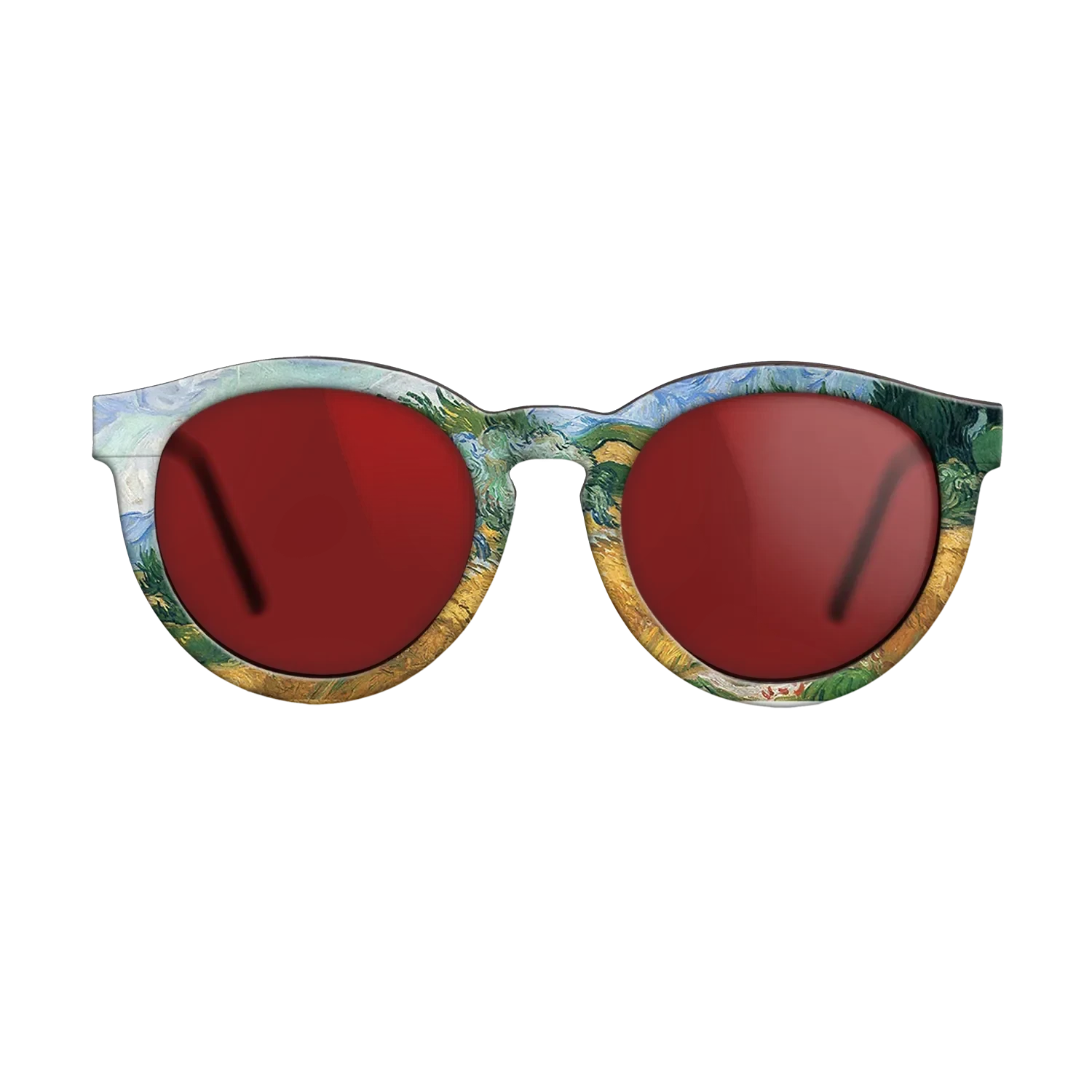 Oil Painting on Straight Grain Walnut: Rococo - Wheatfield with cypress tree, 1889 - Vincent van Gogh - The Rebel - Round - 1987 - SIRIS wood optic