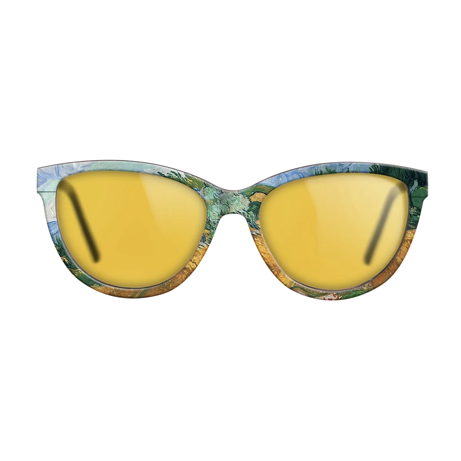 Oil Painting on Straight Grain Walnut: Rococo - Wheatfield with cypress tree, 1889 - Vincent van Gogh - The Maiden - Cat - 1987 - SIRIS wood optic