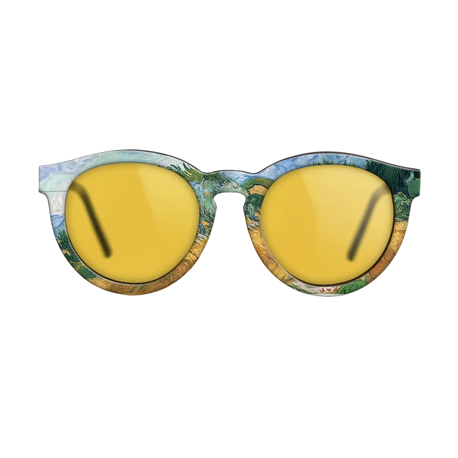 Oil Painting on Straight Grain Walnut: Rococo - Wheatfield with cypress tree, 1889 - Vincent van Gogh - The Rebel - Round - 1987 - SIRIS wood optic