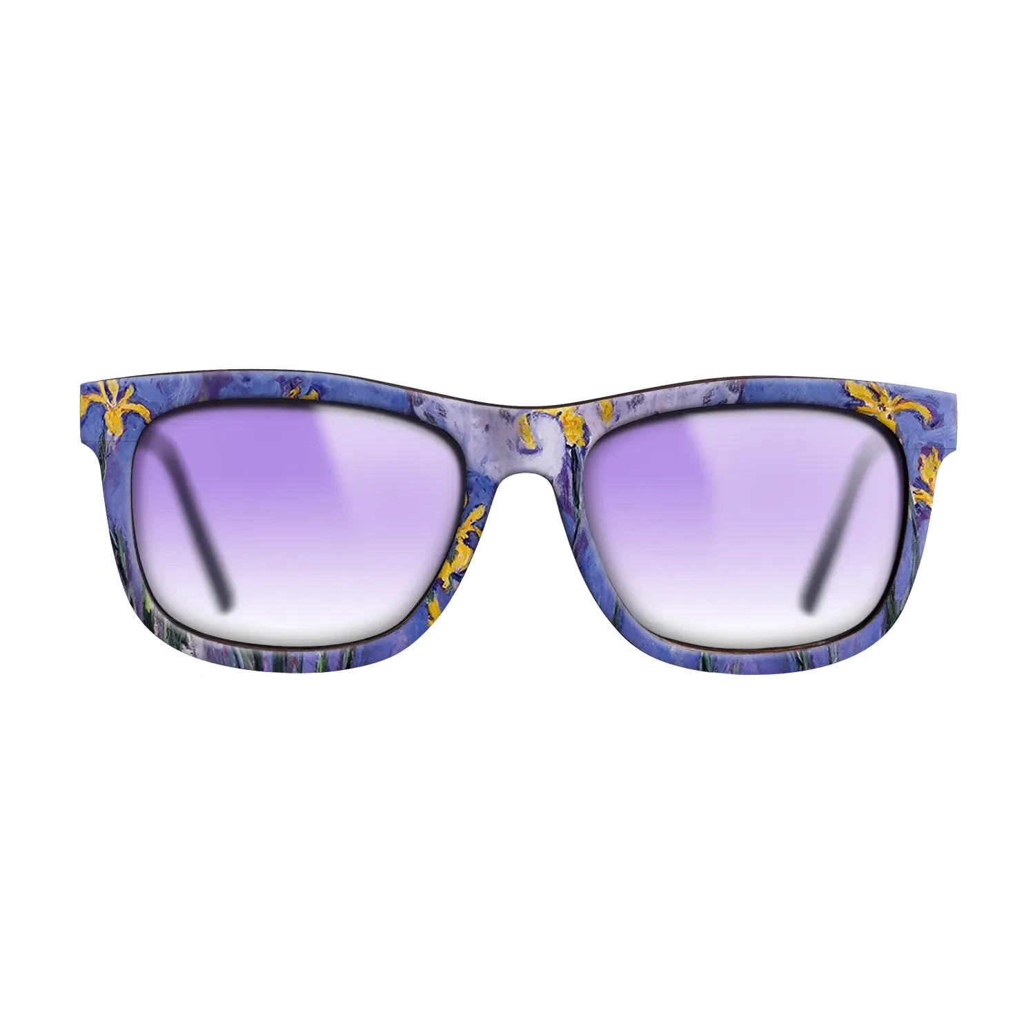 Oil Painting on Straight Grain Walnut: Rococo - Yellow Irises with Pink Cloud, 1914 - 1917 - Claude Monet - The Hero - Square - 1657 - SIRIS wood optic