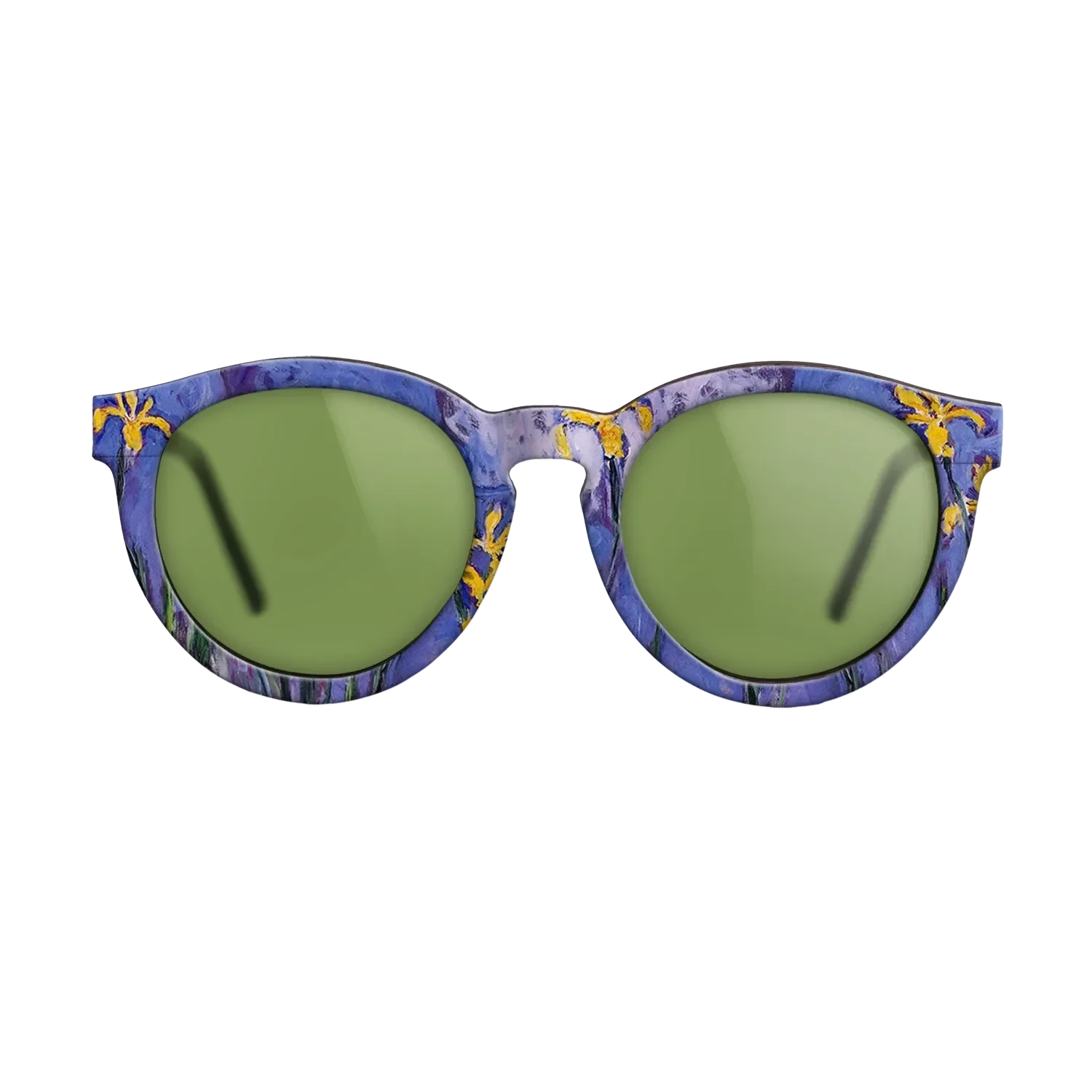 Oil Painting on Straight Grain Walnut: Rococo - Yellow Irises with Pink Cloud, 1914 - 1917 - Claude Monet - The Rebel - Round - 1657 - SIRIS wood optic