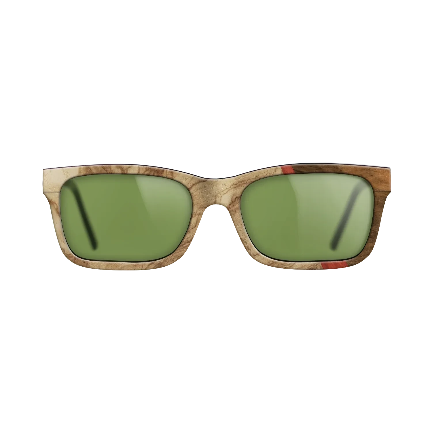 Olive Burl,Poplar Dyed: Red,Ziricote Light Quartered: Wedge - The Sage - Rectangle - 1040 - SIRIS wood optic