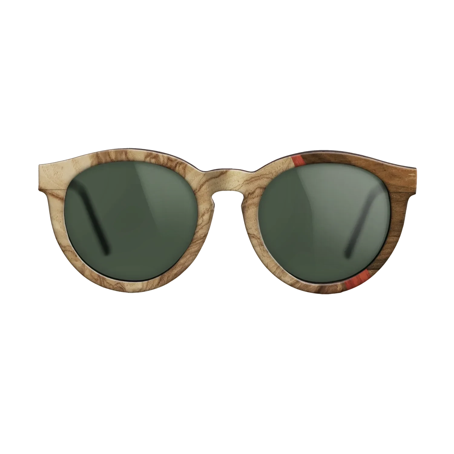 Olive Burl,Poplar Dyed: Red,Ziricote Light Quartered: Wedge - The Rebel - Round - 1040 - SIRIS wood optic