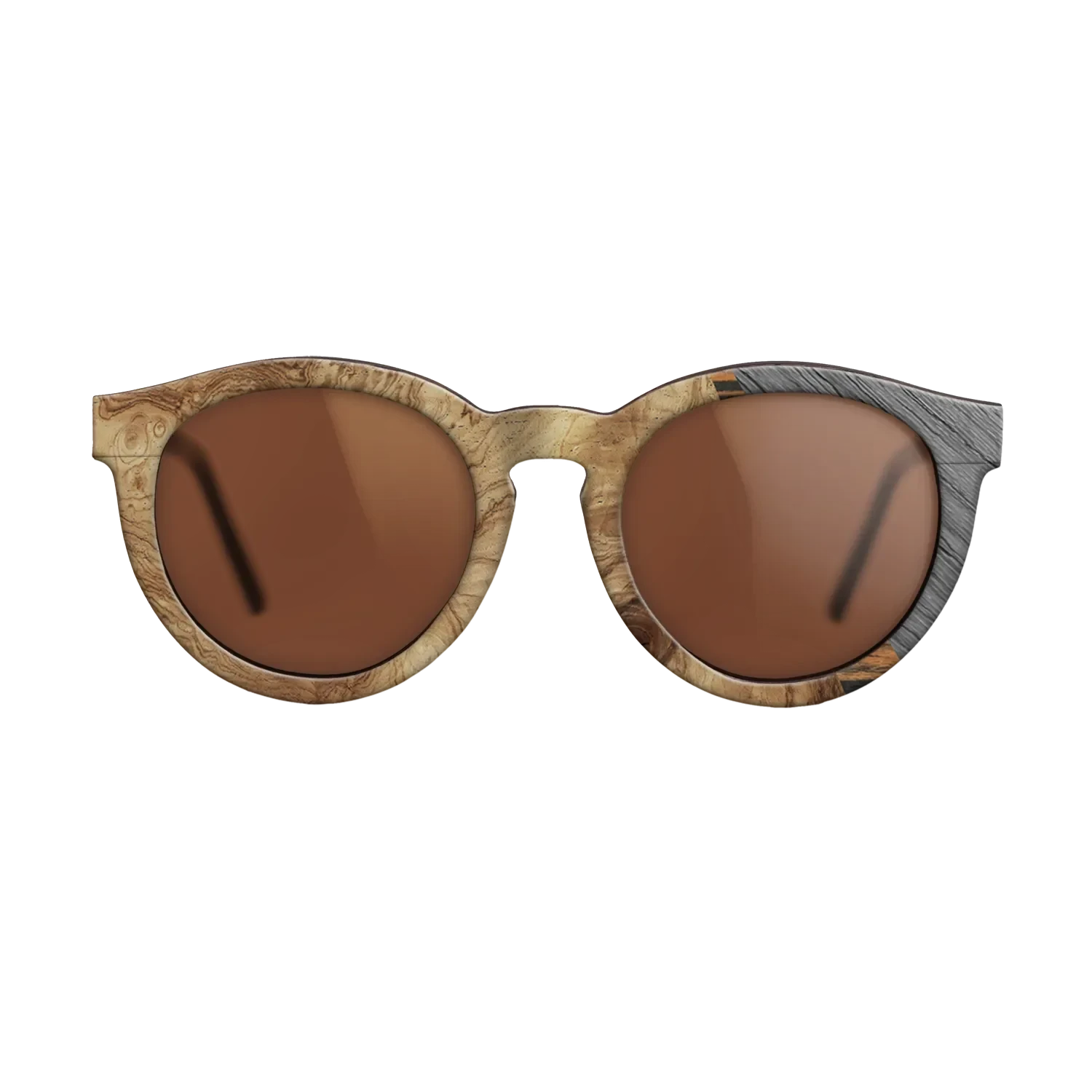Walnut Claro Light,Olive Burl,Italian Ebony,Poplar Dyed: Grey: Angle Cut - The Rebel - Round - 1714 - SIRIS wood optic