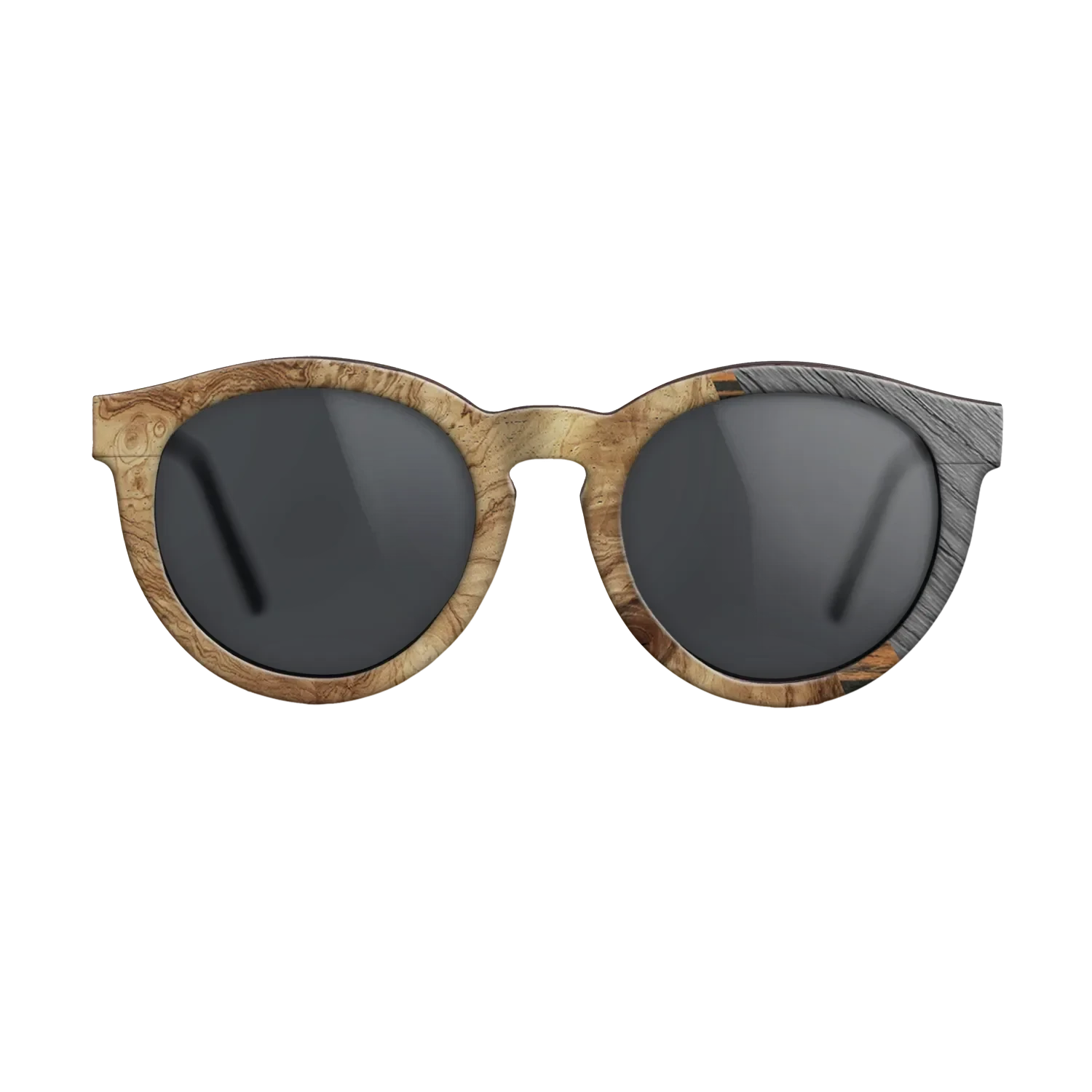 Walnut Claro Light,Olive Burl,Italian Ebony,Poplar Dyed: Grey: Angle Cut - The Rebel - Round - 1714 - SIRIS wood optic