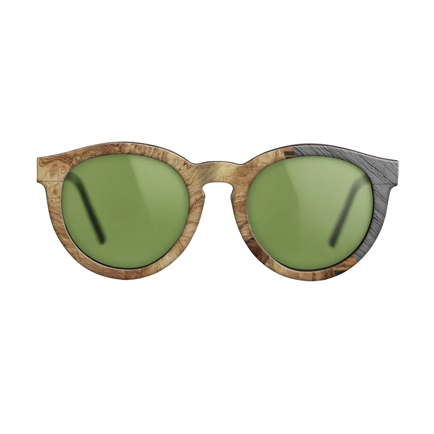 Walnut Claro Light,Olive Burl,Italian Ebony,Poplar Dyed: Grey: Angle Cut - The Rebel - Round - 1714 - SIRIS wood optic