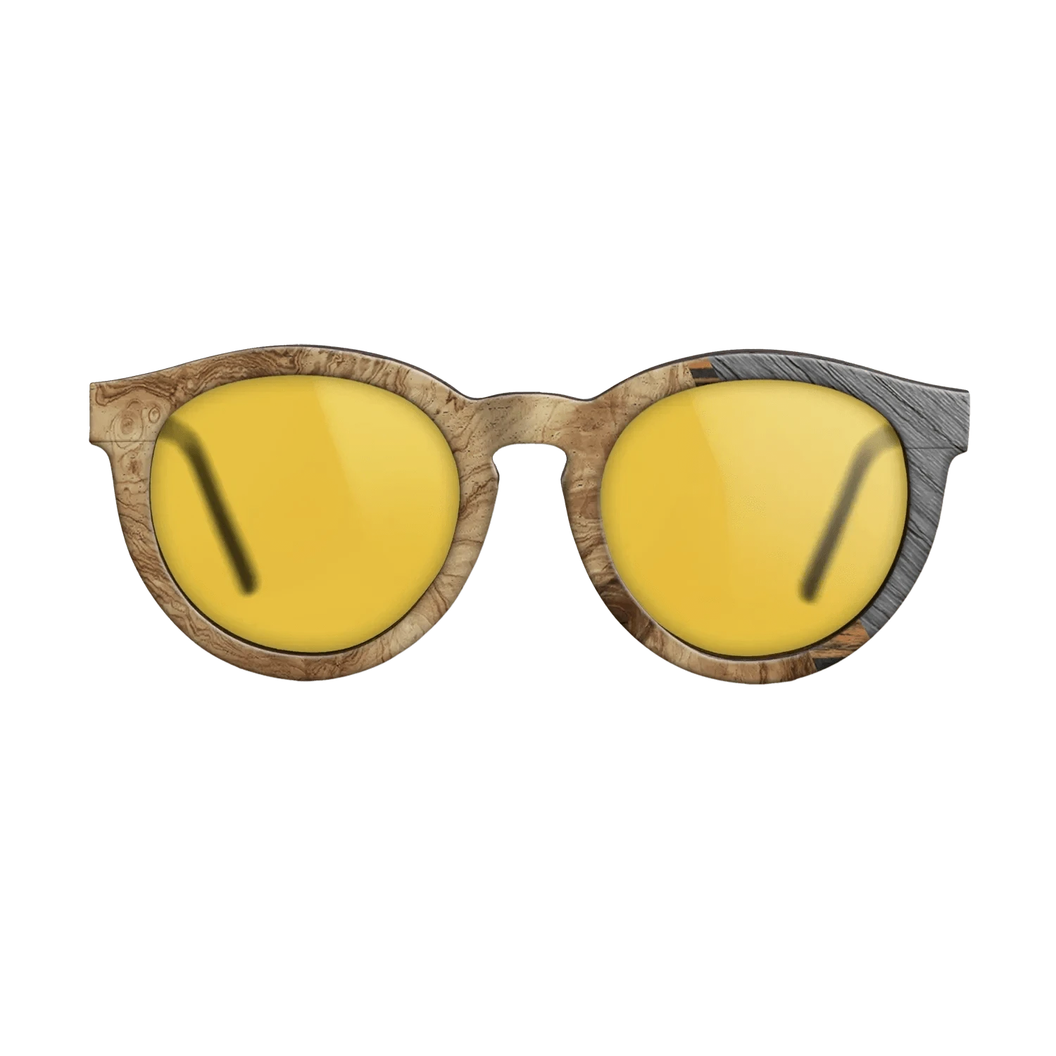 Walnut Claro Light,Olive Burl,Italian Ebony,Poplar Dyed: Grey: Angle Cut - The Rebel - Round - 1714 - SIRIS wood optic