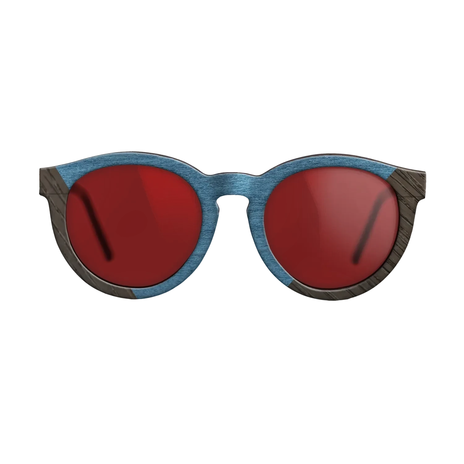 Koa,Fumed Oak,Poplar Dyed: Turquoise,Italian Ebony: Angle Cut - The Rebel - Round - 1835 - SIRIS wood optic