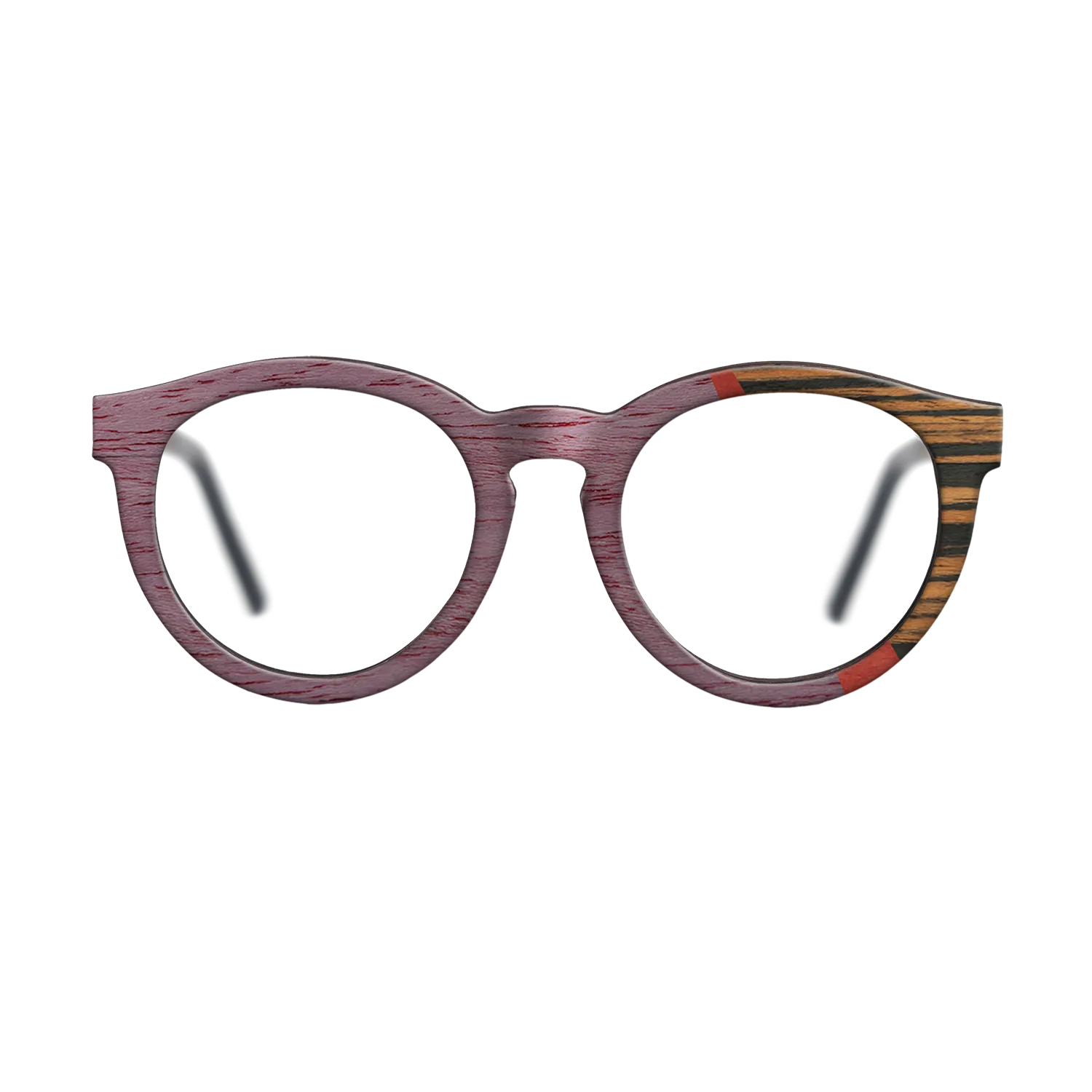 Bocote,Poplar Dyed: Red,Italian Ebony,Poplar Dyed: Purple: Angle Cut - The Rebel - Round - 1869 - SIRIS wood optic