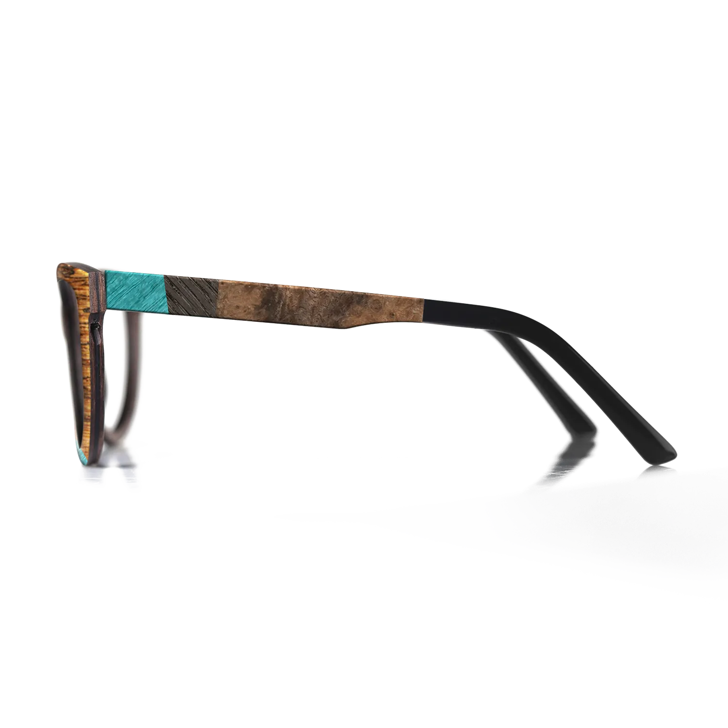 Bocote,Walnut Burl,Poplar Dyed: Turquoise,Fumed Oak,Royal White Ebony: Fractal - The Rebel - Round - 1541 - SIRIS wood optic