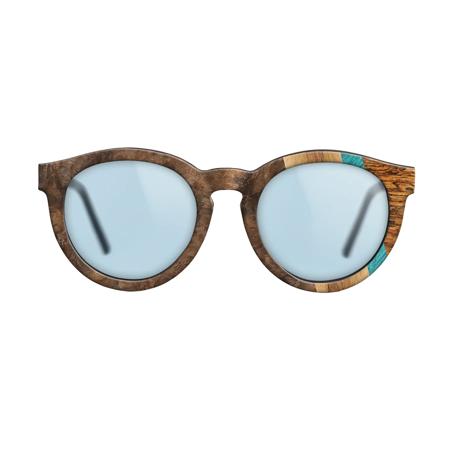 Bocote,Walnut Burl,Poplar Dyed: Turquoise,Fumed Oak,Royal White Ebony: Fractal - The Rebel - Round - 1541 - SIRIS wood optic