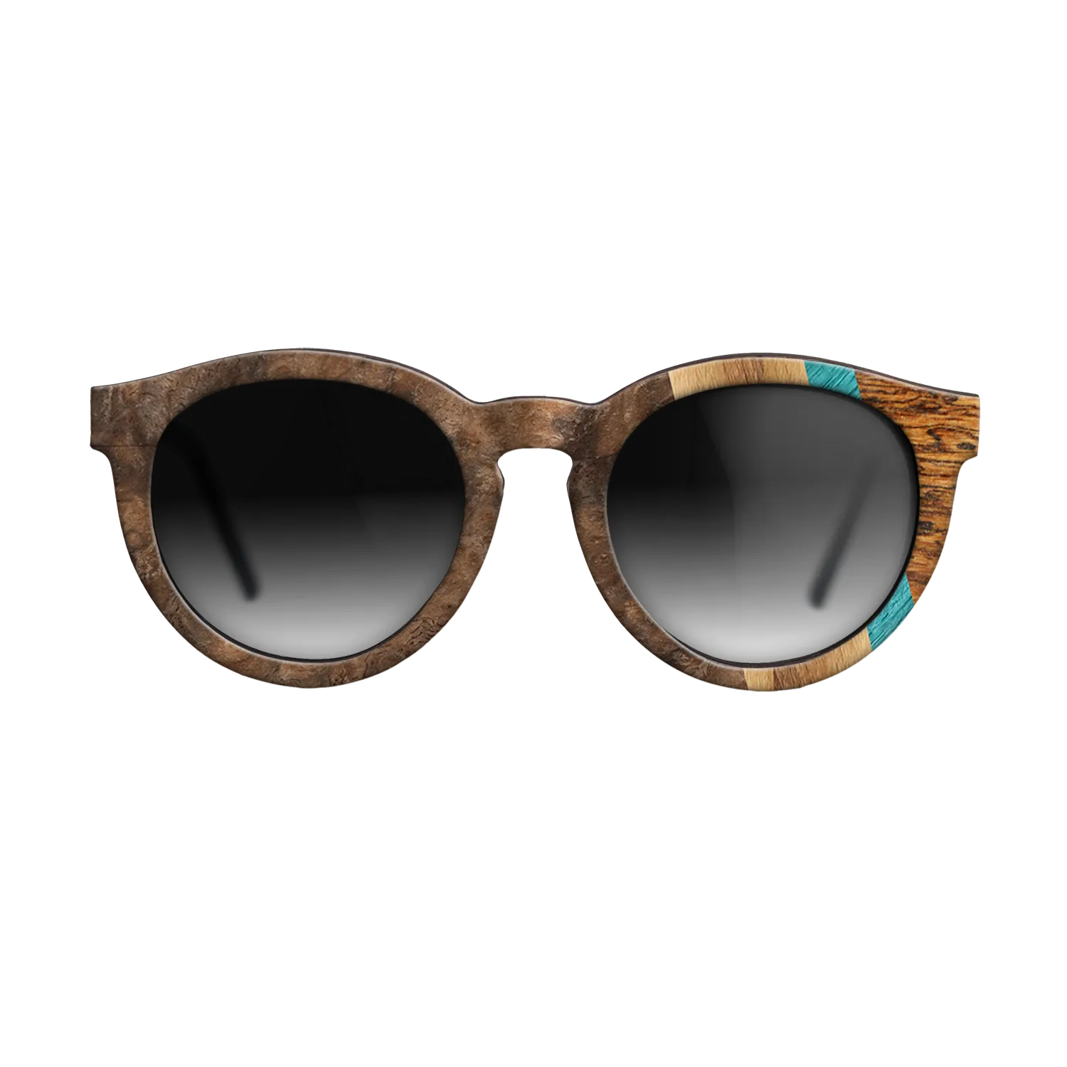 Bocote,Walnut Burl,Poplar Dyed: Turquoise,Fumed Oak,Royal White Ebony: Fractal - The Rebel - Round - 1541 - SIRIS wood optic