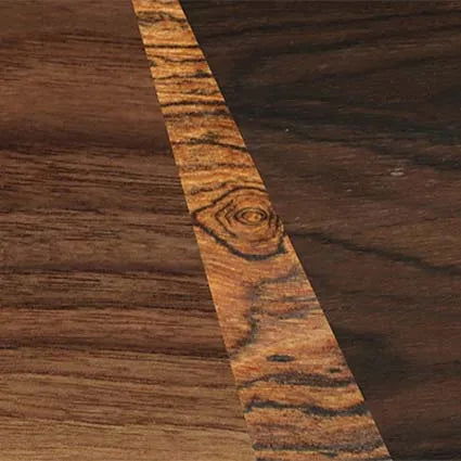 Bocote,Walnut Claro Dark,Ziricote Dark Quartered: Angle Cut - The Rebel - Round - SIRIS wood optic