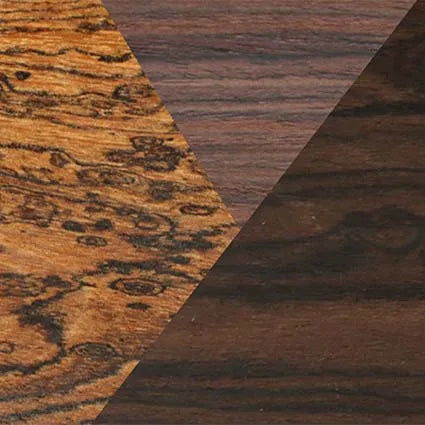 Bocote,Walnut Claro Light,Ziricote Dark Quartered: Angle Cut - The Sage - Rectangle - SIRIS wood optic
