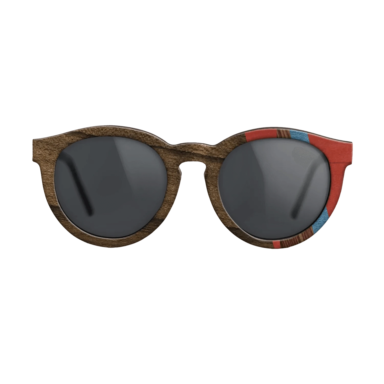 Walnut: Straight Grain,Ziricote Dark Quartered,Poplar Dyed: Blue Denim,Poplar Dyed: Red,Kingwood: Fractal - The Rebel - Round - 1214 - SIRIS wood optic