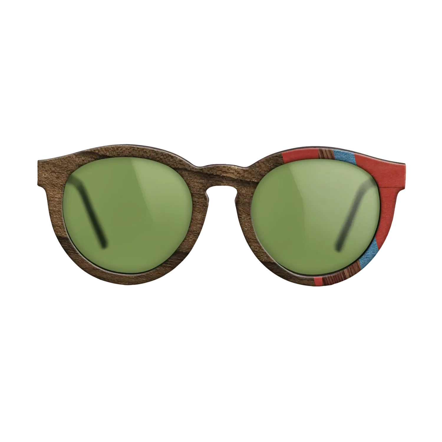 Walnut: Straight Grain,Ziricote Dark Quartered,Poplar Dyed: Blue Denim,Poplar Dyed: Red,Kingwood: Fractal - The Rebel - Round - 1214 - SIRIS wood optic
