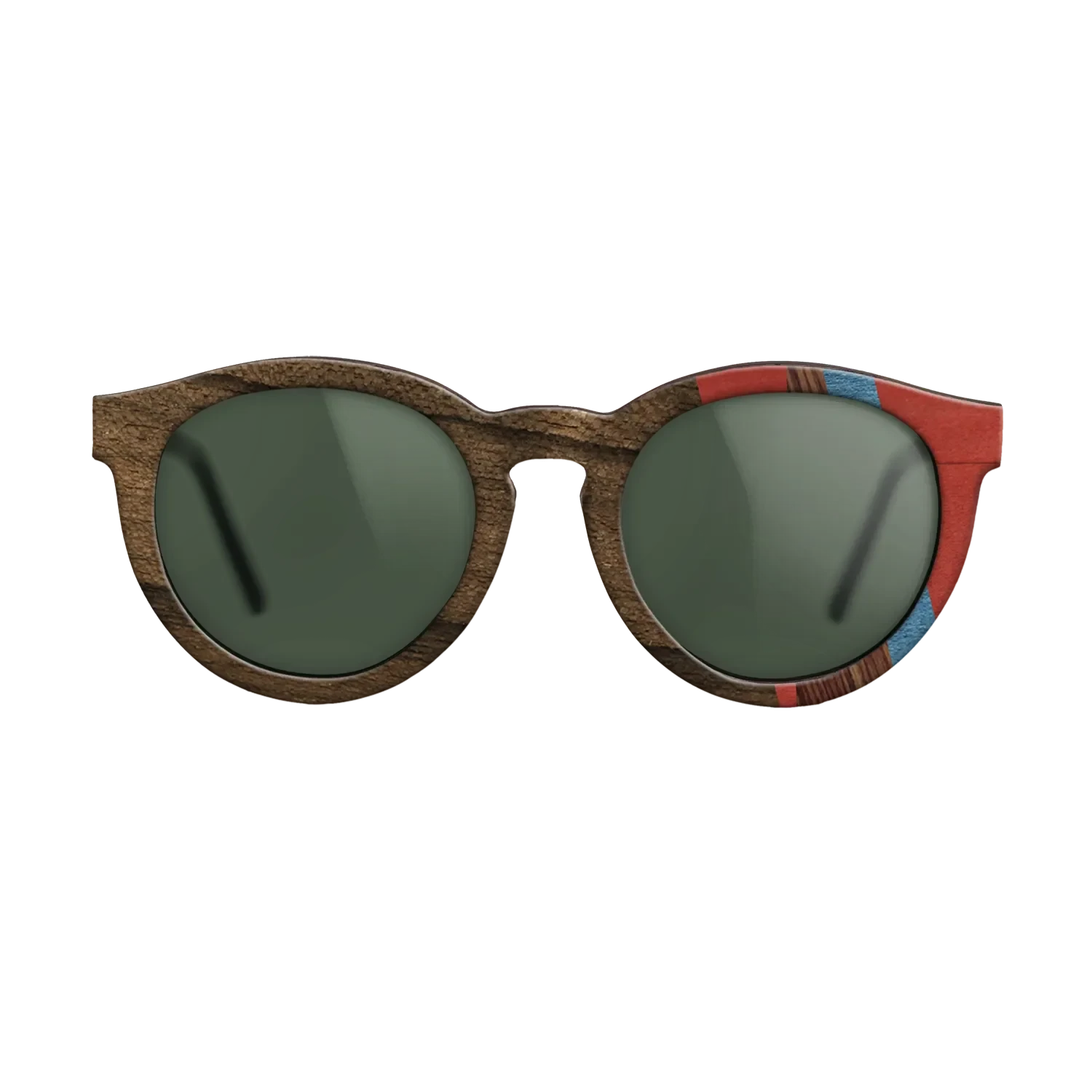 Walnut: Straight Grain,Ziricote Dark Quartered,Poplar Dyed: Blue Denim,Poplar Dyed: Red,Kingwood: Fractal - The Rebel - Round - 1214 - SIRIS wood optic