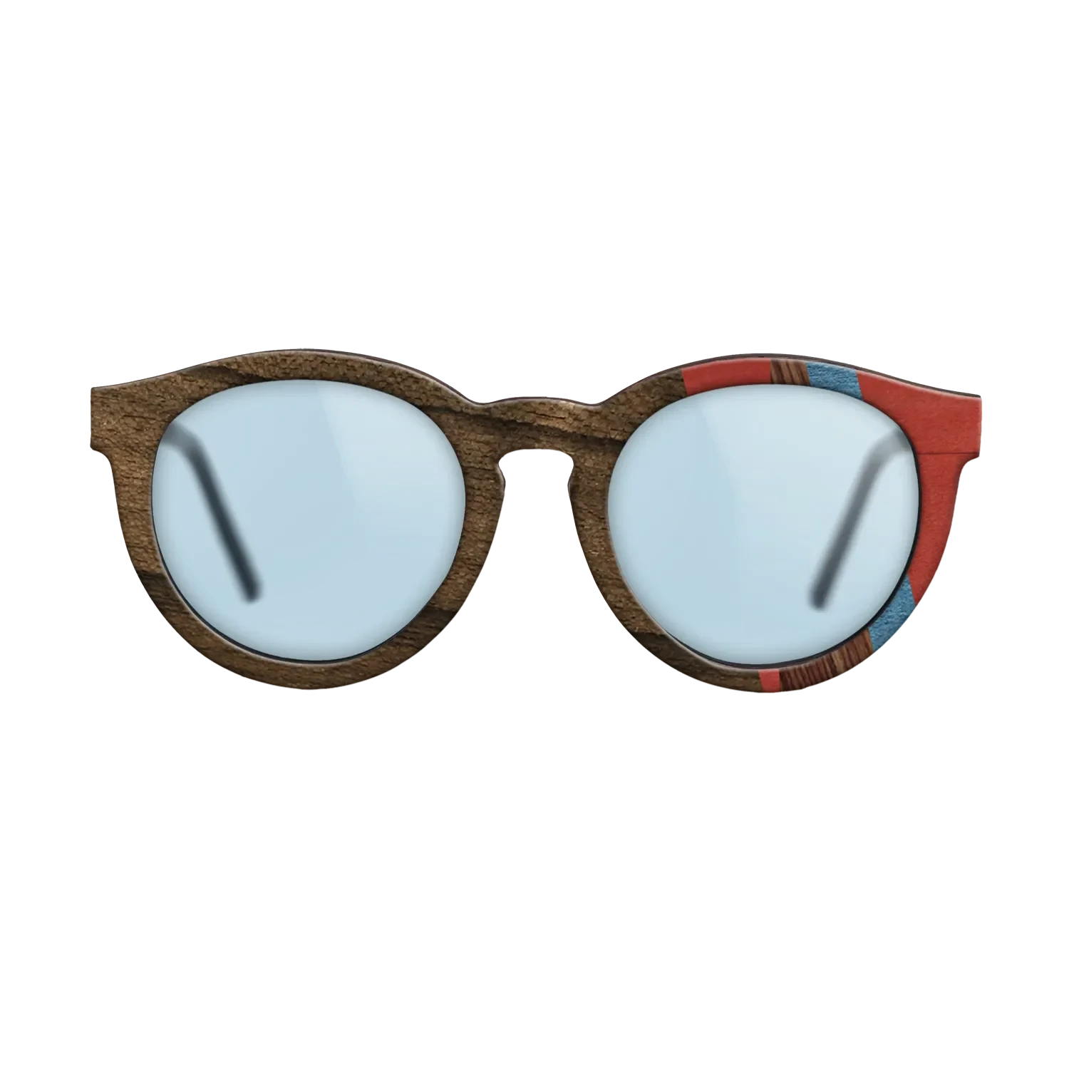 Walnut: Straight Grain,Ziricote Dark Quartered,Poplar Dyed: Blue Denim,Poplar Dyed: Red,Kingwood: Fractal - The Rebel - Round - 1214 - SIRIS wood optic