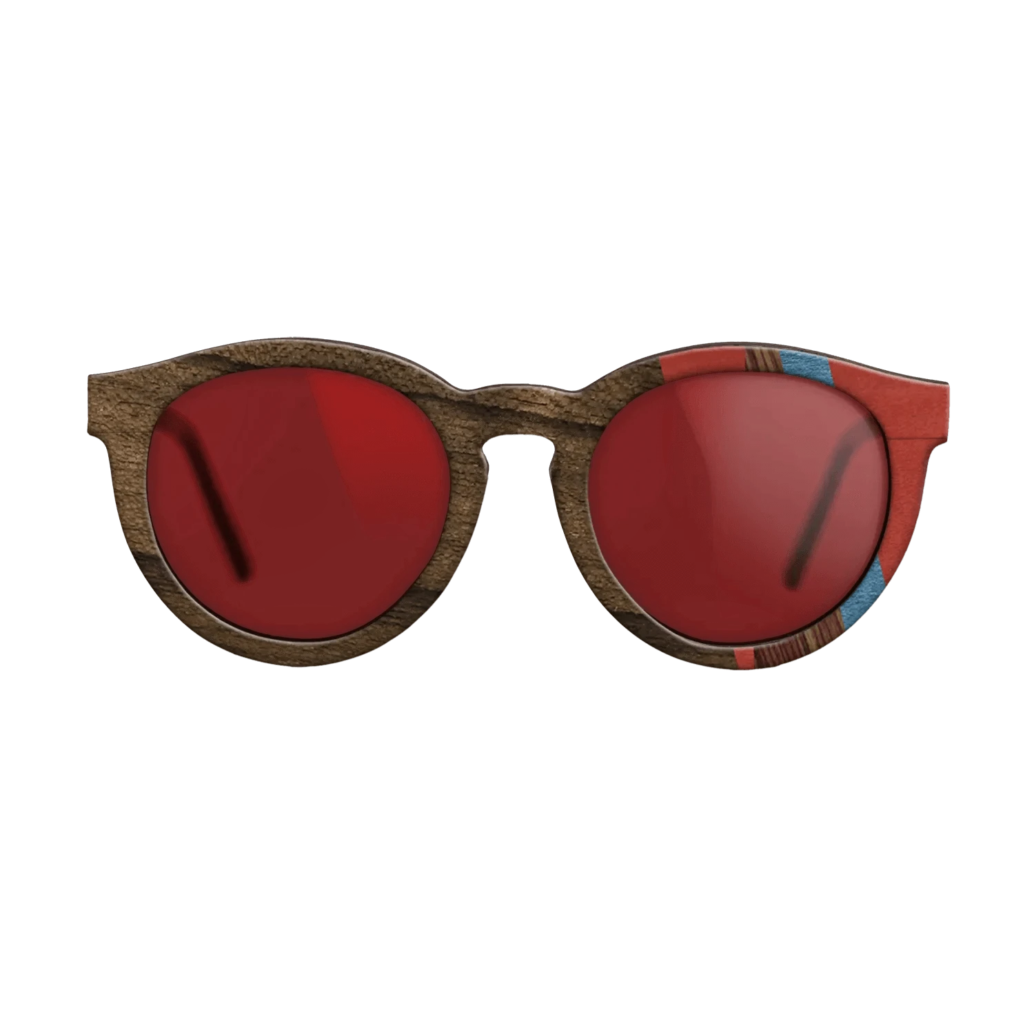 Walnut: Straight Grain,Ziricote Dark Quartered,Poplar Dyed: Blue Denim,Poplar Dyed: Red,Kingwood: Fractal - The Rebel - Round - 1214 - SIRIS wood optic