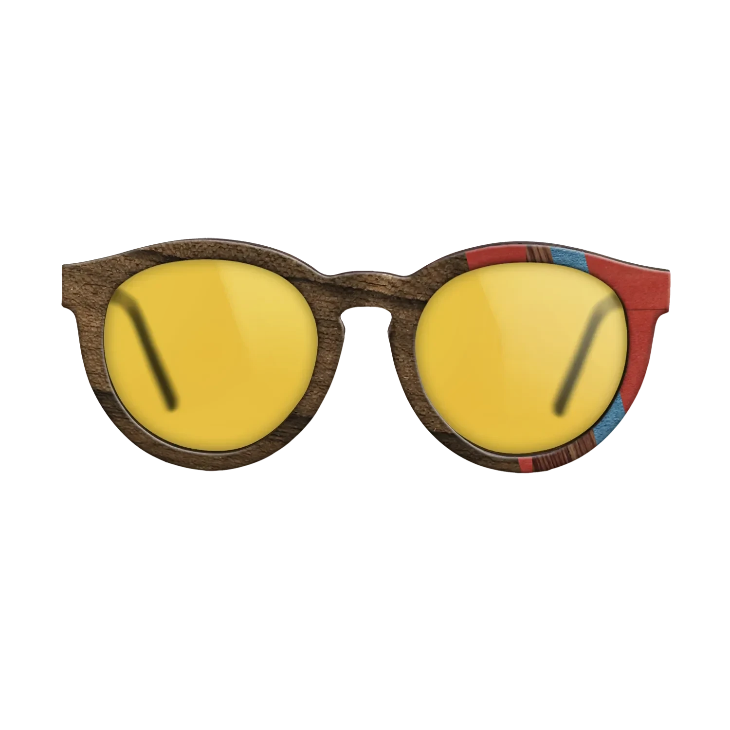 Walnut: Straight Grain,Ziricote Dark Quartered,Poplar Dyed: Blue Denim,Poplar Dyed: Red,Kingwood: Fractal - The Rebel - Round - 1214 - SIRIS wood optic