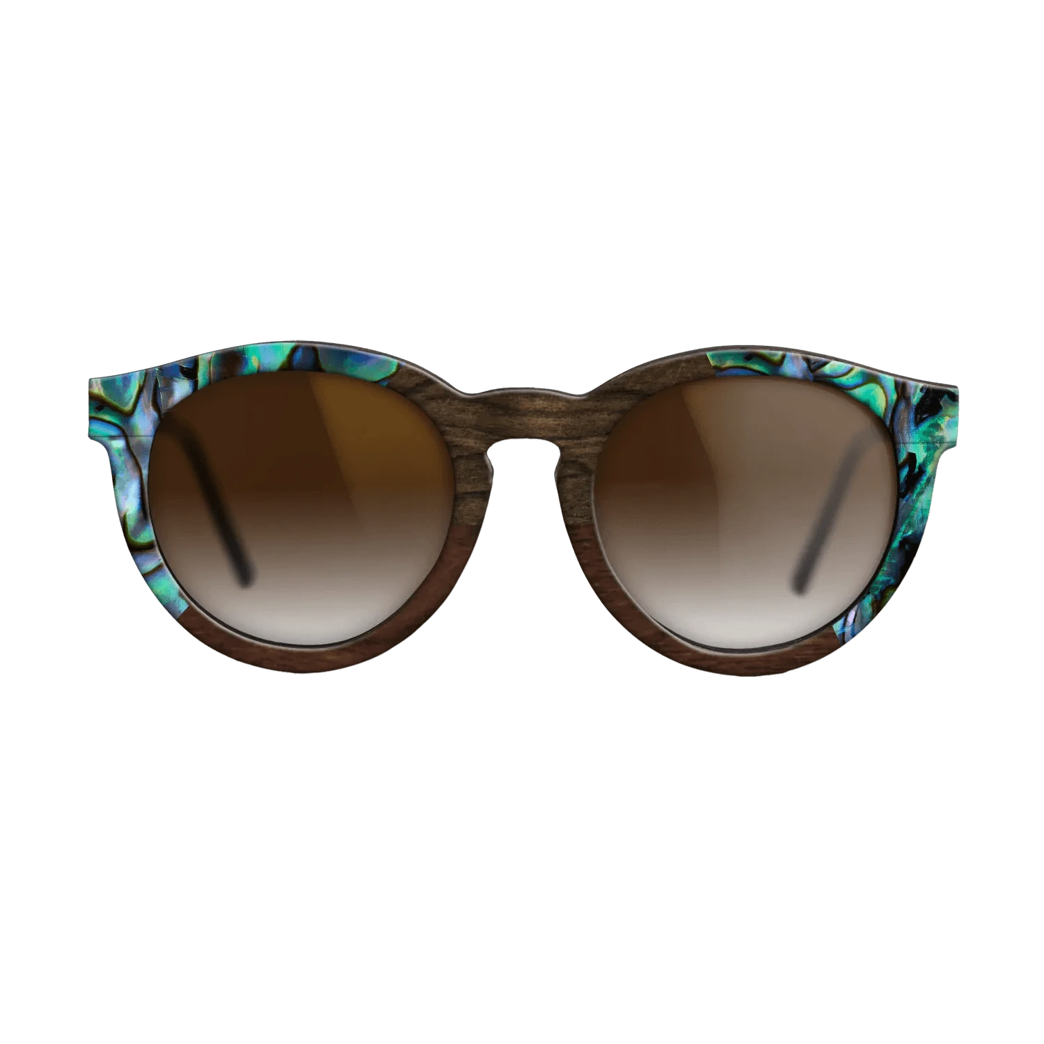 Walnut Claro Dark,Abalone Shell,Ziricote Dark Quartered,Walnut Claro Light: Angle Cut - The Rebel - Round - 1450 - SIRIS wood optic