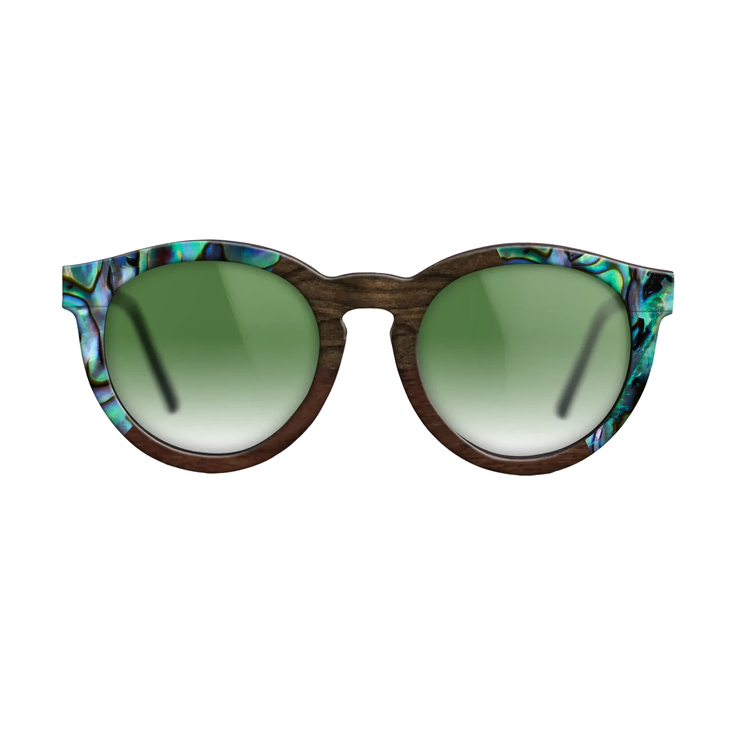 Walnut Claro Dark,Abalone Shell,Ziricote Dark Quartered,Walnut Claro Light: Angle Cut - The Rebel - Round - 1450 - SIRIS wood optic