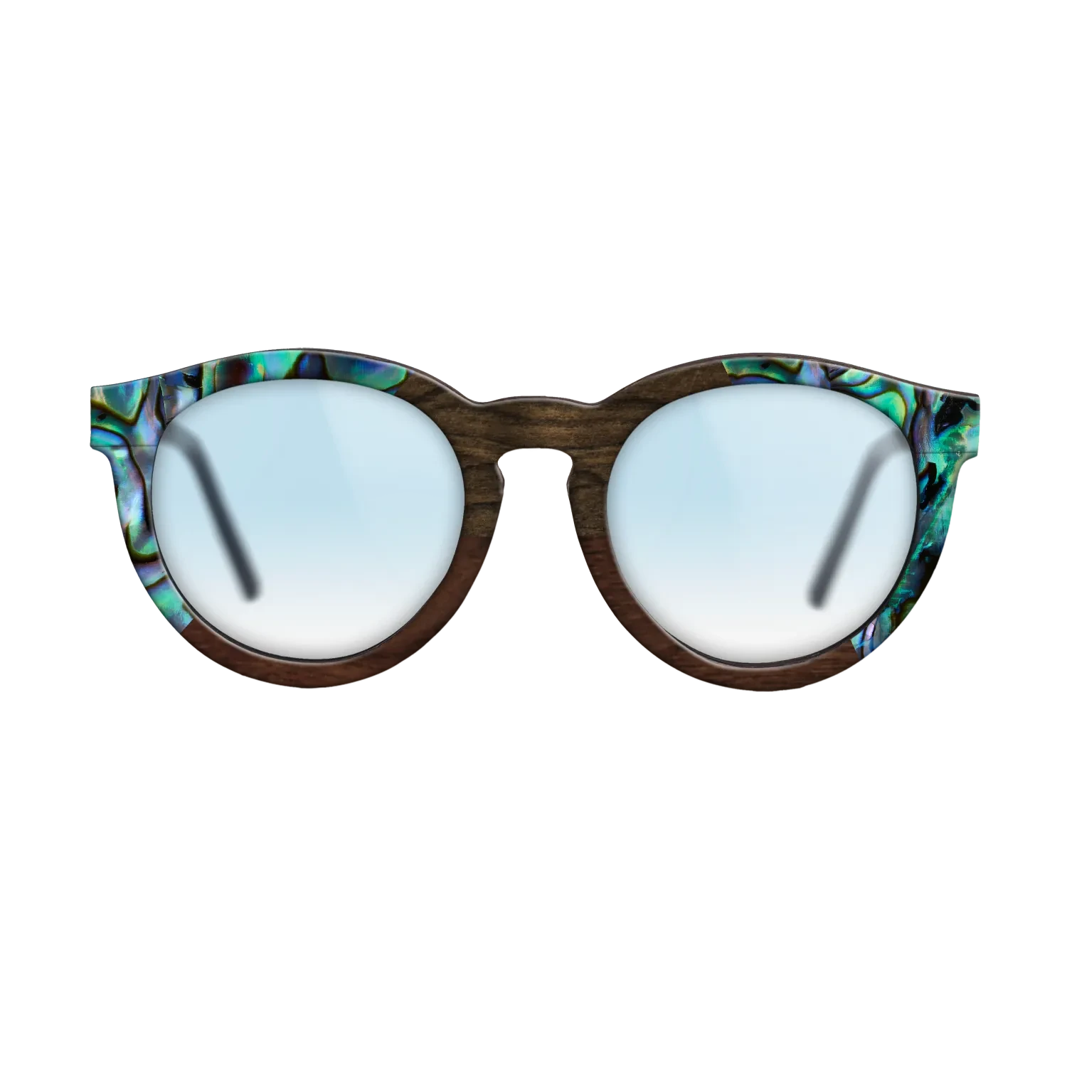 Walnut Claro Dark,Abalone Shell,Ziricote Dark Quartered,Walnut Claro Light: Angle Cut - The Rebel - Round - 1450 - SIRIS wood optic