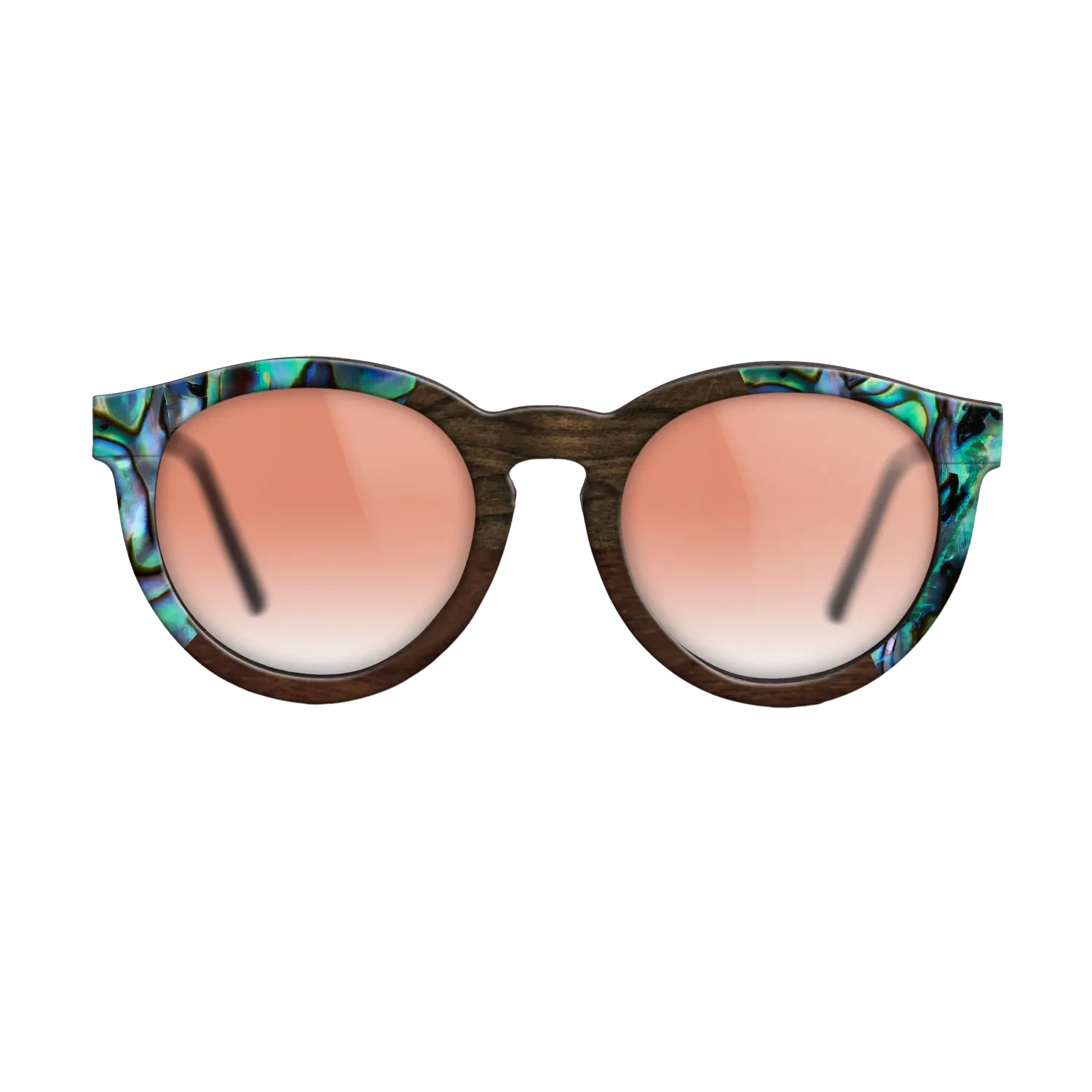 Walnut Claro Dark,Abalone Shell,Ziricote Dark Quartered,Walnut Claro Light: Angle Cut - The Rebel - Round - 1450 - SIRIS wood optic