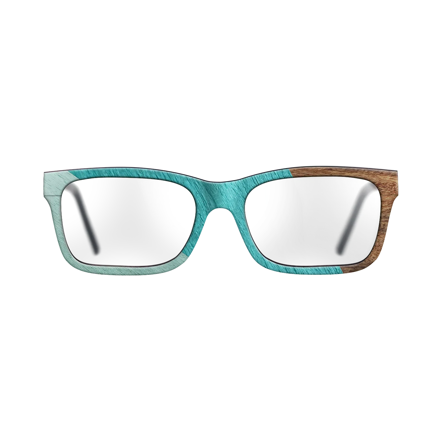 East Indian Rosewood,Poplar Dyed: Turquoise,Poplar Dyed: Baby Blue: Angle Cut - The Sage - Rectangle - SIRIS wood optic
