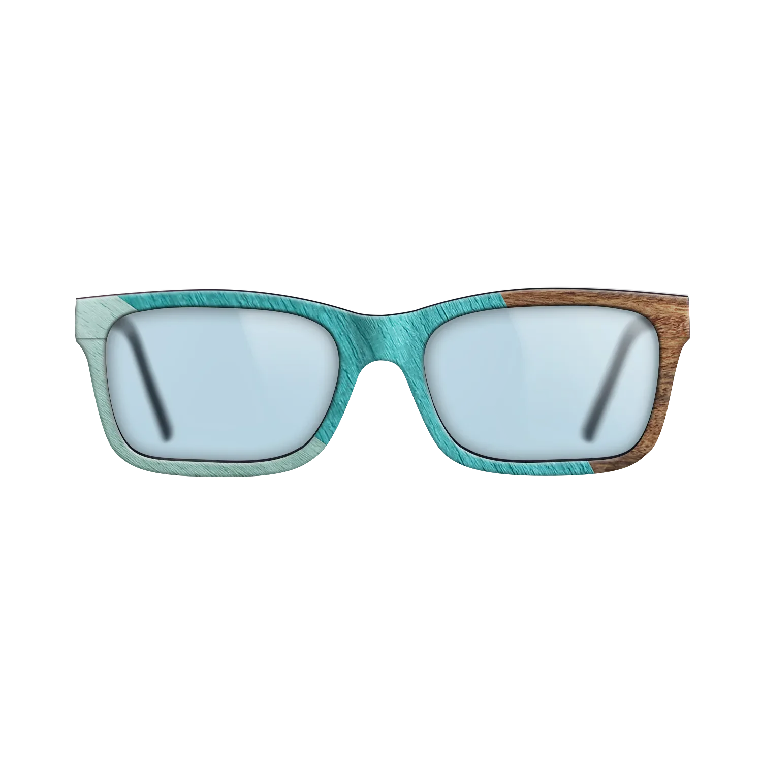 East Indian Rosewood,Poplar Dyed: Turquoise,Poplar Dyed: Baby Blue: Angle Cut - The Sage - Rectangle - SIRIS wood optic