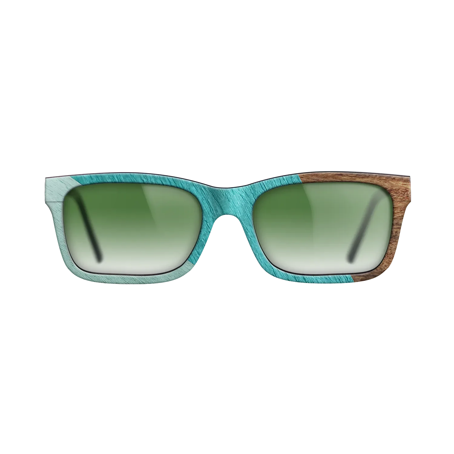 East Indian Rosewood,Poplar Dyed: Turquoise,Poplar Dyed: Baby Blue: Angle Cut - The Sage - Rectangle - SIRIS wood optic