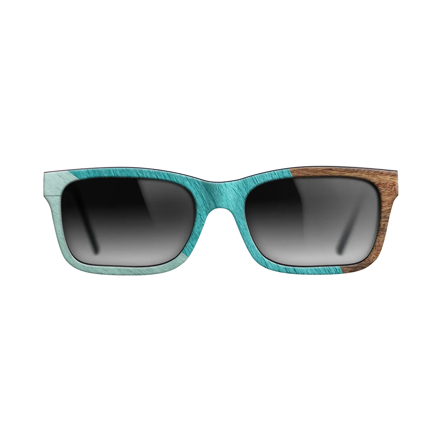 East Indian Rosewood,Poplar Dyed: Turquoise,Poplar Dyed: Baby Blue: Angle Cut - The Sage - Rectangle - SIRIS wood optic