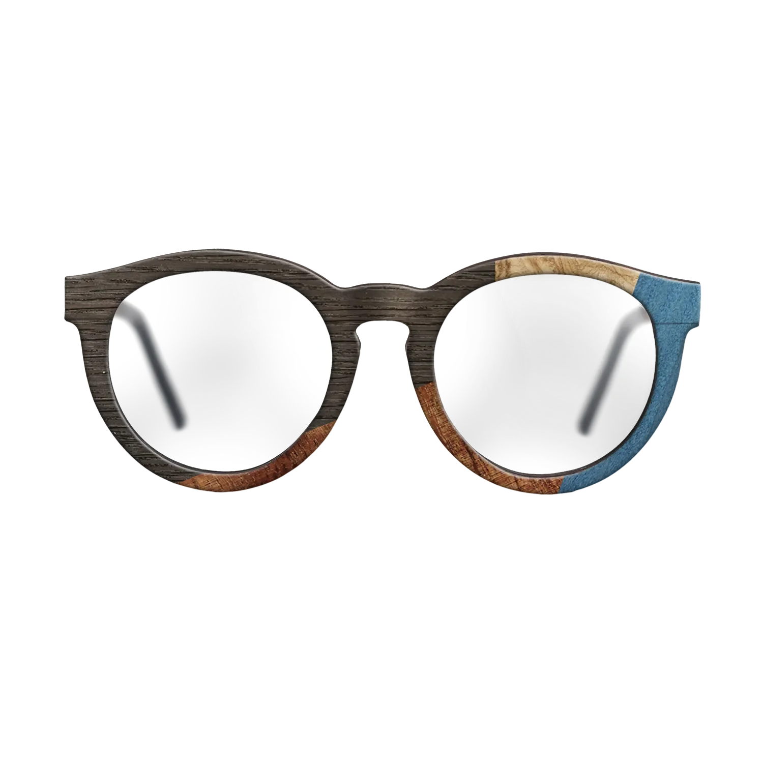 Fumed Oak,Olive Burl,Koa,Poplar Dyed: Blue Denim: Geometric - The Rebel - Round - 1005 - SIRIS wood optic