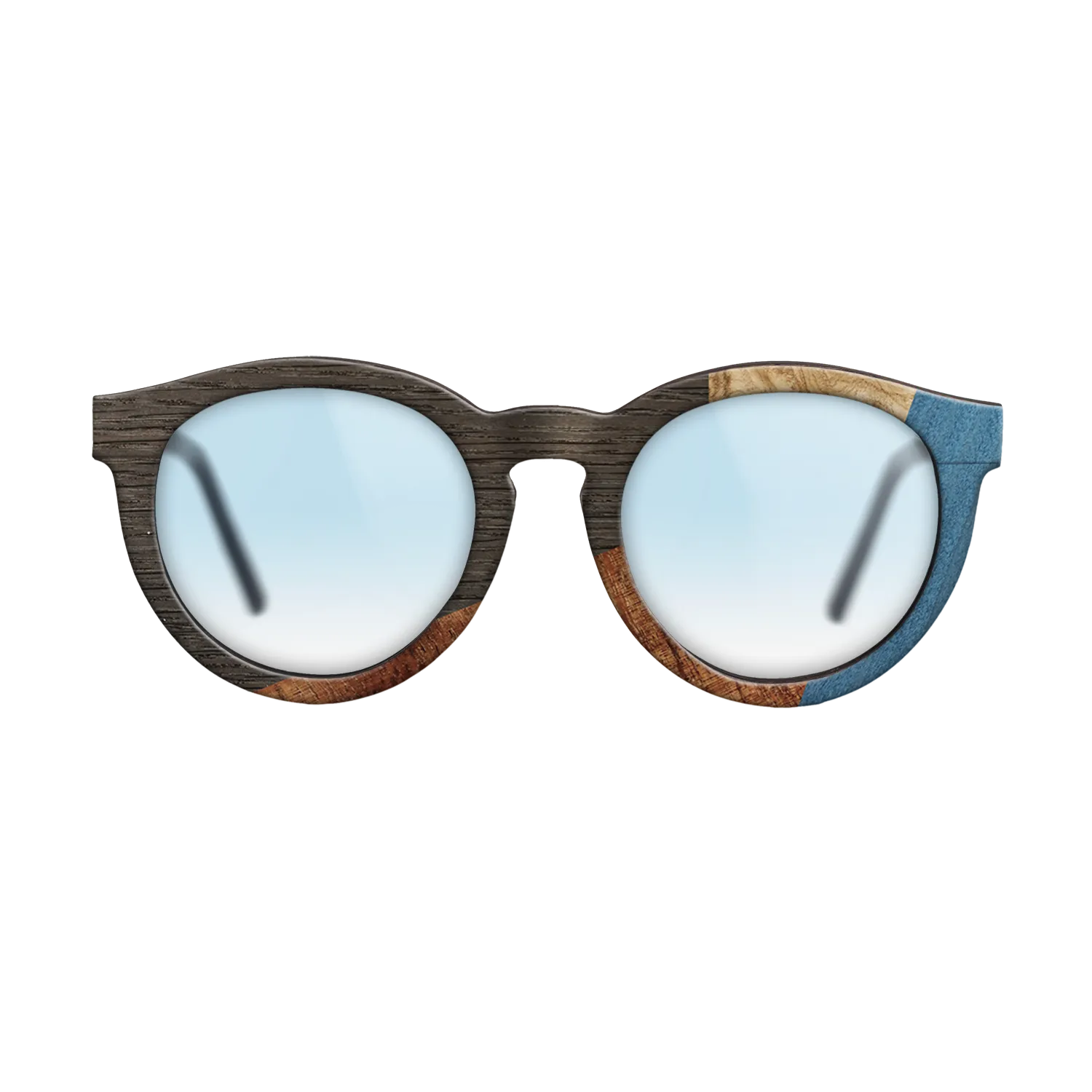 Fumed Oak,Olive Burl,Koa,Poplar Dyed: Blue Denim: Geometric - The Rebel - Round - 1005 - SIRIS wood optic