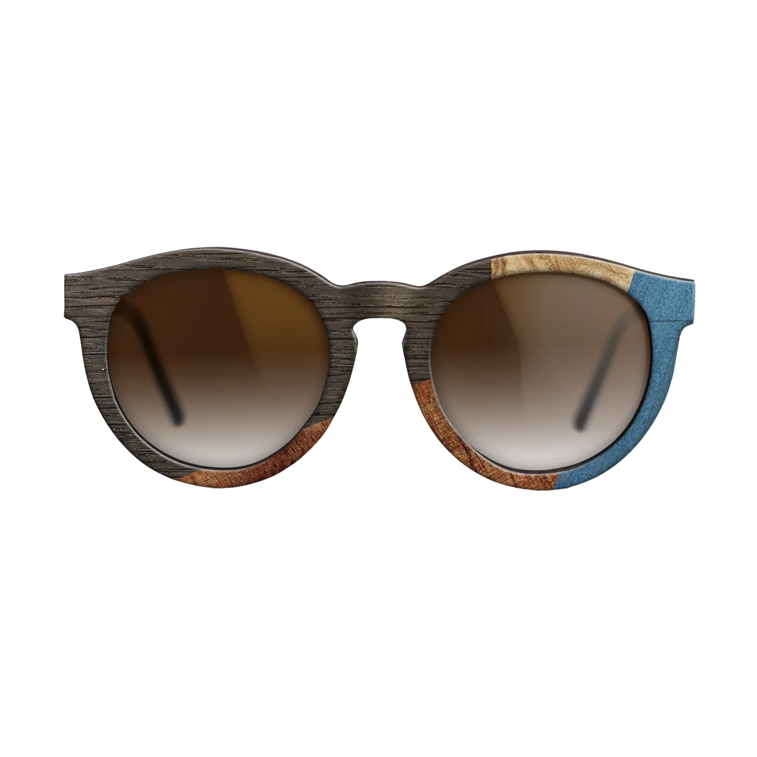Fumed Oak,Olive Burl,Koa,Poplar Dyed: Blue Denim: Geometric - The Rebel - Round - 1005 - SIRIS wood optic